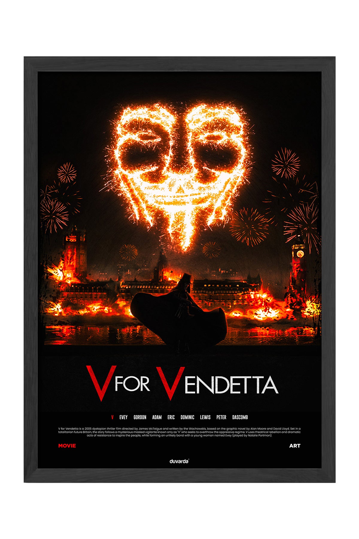 V for Vendetta havai fişekten maske ve şehir manzaralı film posteri – 5. görsel