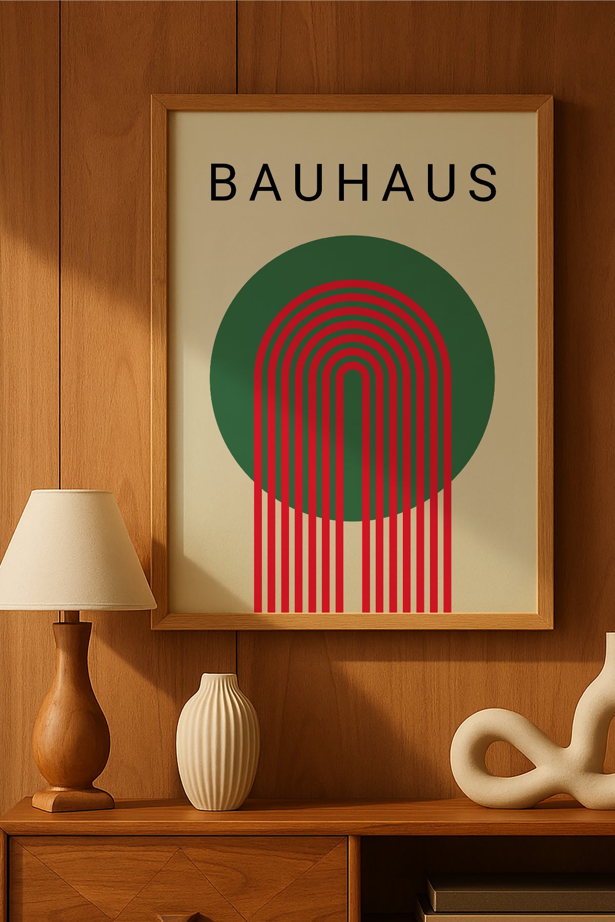 Bauhaus yeşil daire ve kırmızı kemerli posteri – 2. görsel