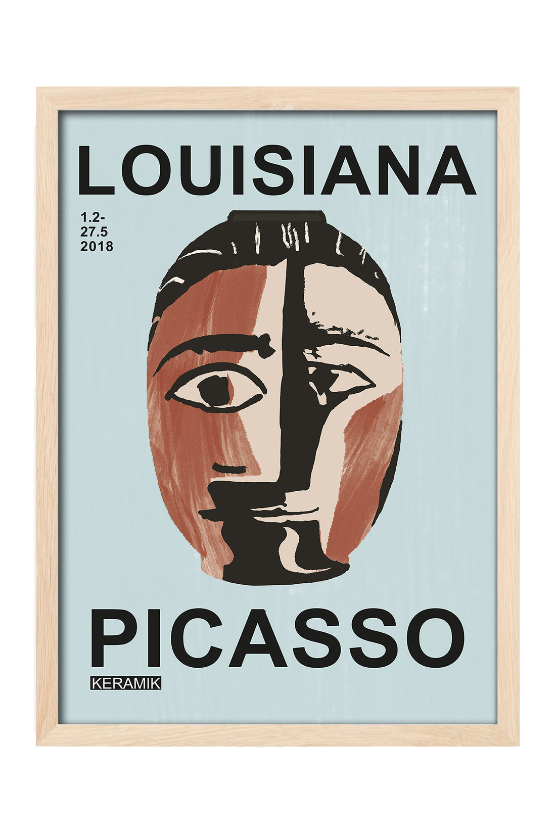 Pablo Picasso Louisiana kübist yüz mavi zeminli sergi posteri – 4. görsel