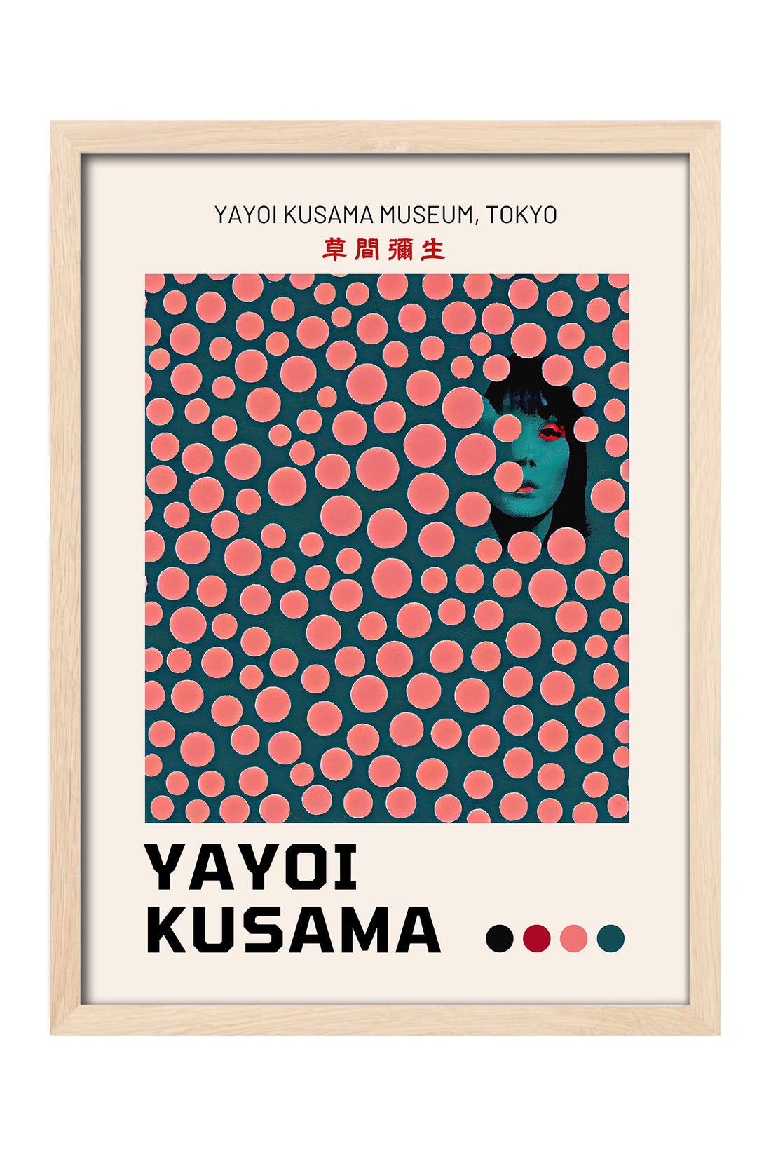 Yayoi Kusama somon puantiyeli gri zemin sergi posteri – 4. görsel