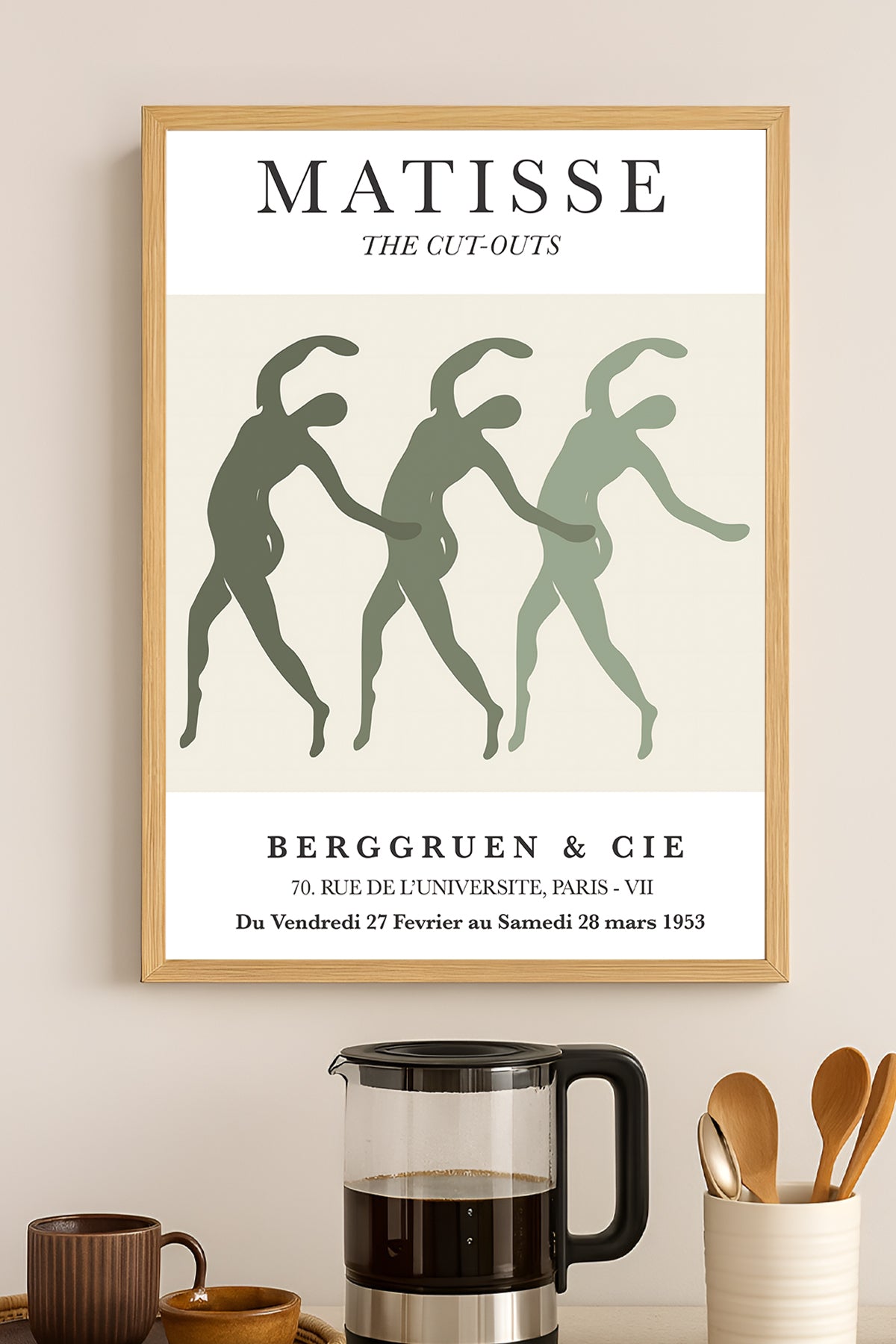 Henri Matisse dans eden yeşil figürler cut-out sergi posteri çerçeveli tablo – 3. görsel