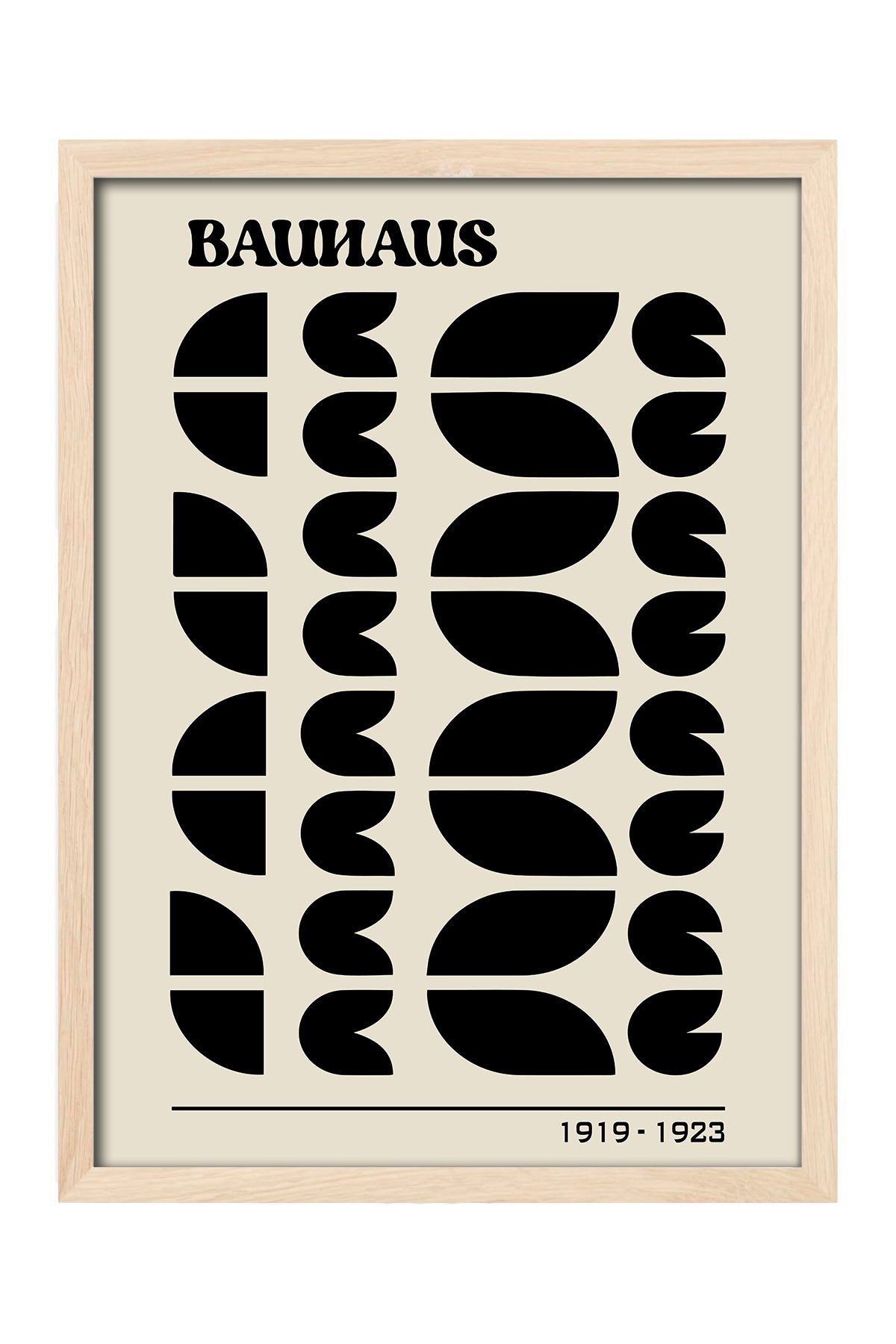 Bauhaus siyah hilal formları desenli monokrom posteri – 4. görsel
