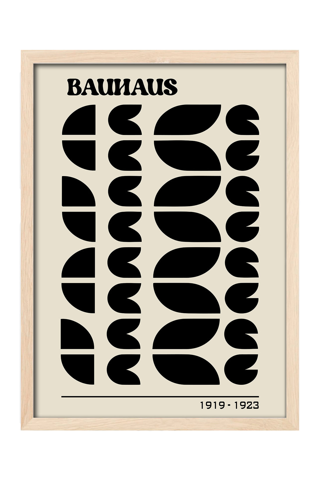 Bauhaus siyah hilal formları desenli monokrom posteri – 4. görsel