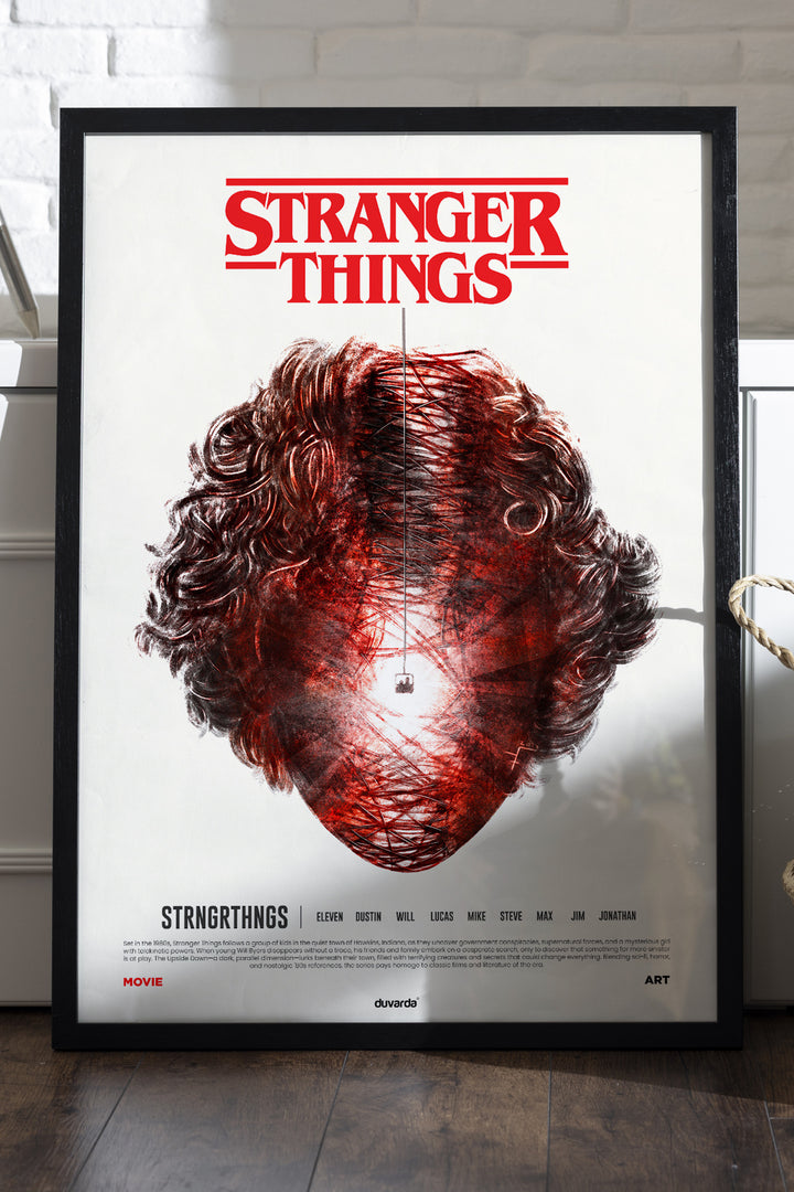 Stranger Things minimal açık zemin kırmızı Demogorgon dizi posteri