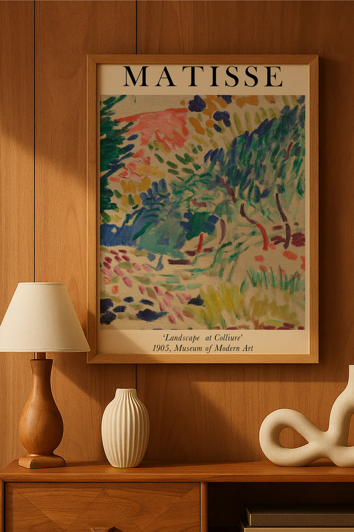 Henri Matisse Landscape at Collioure renkli peyzaj sergi posteri çerçeveli tablo – 2. görsel