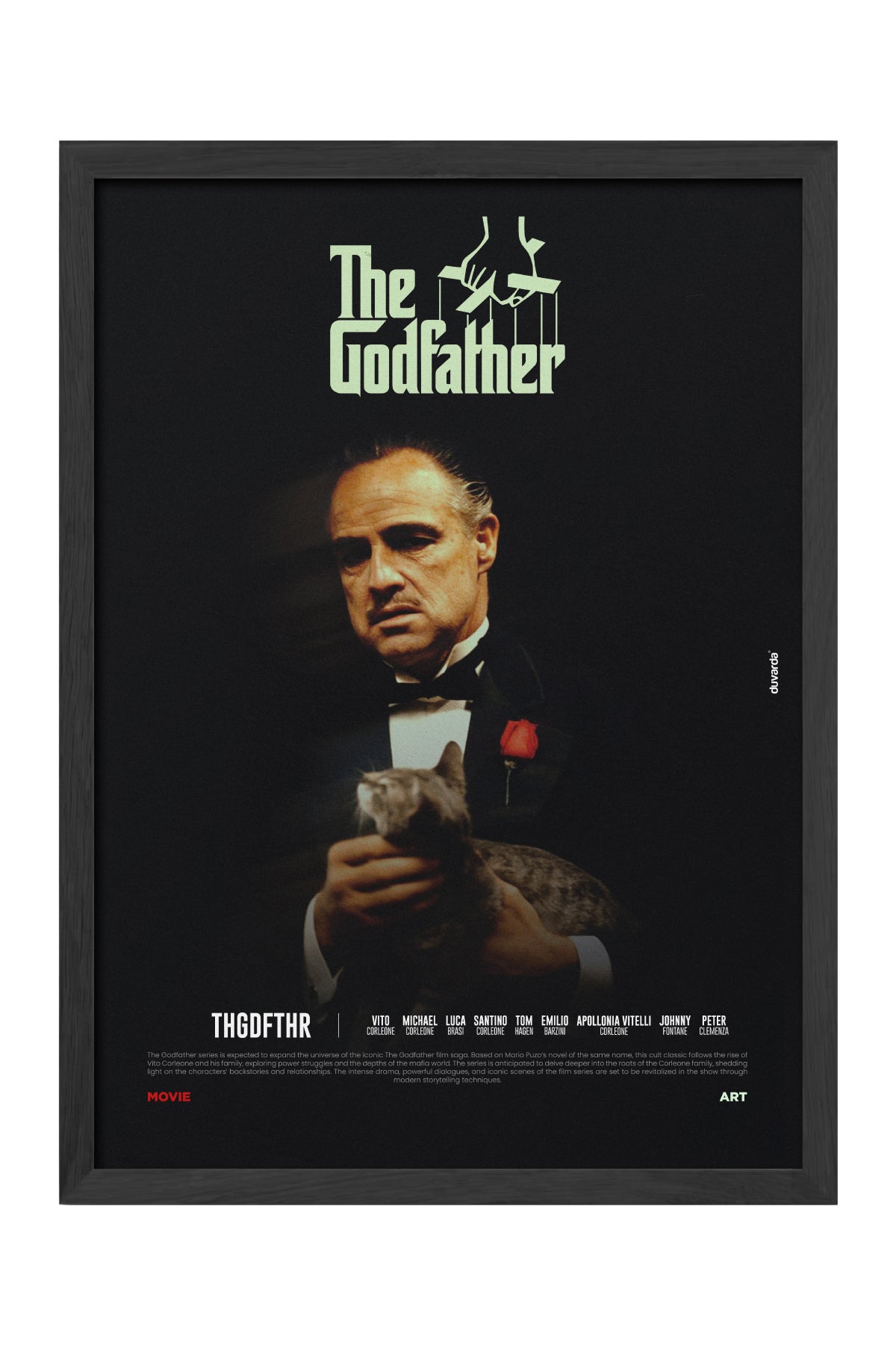 The Godfather kucağında kedi ile Don Corleone film posteri – 5. görsel