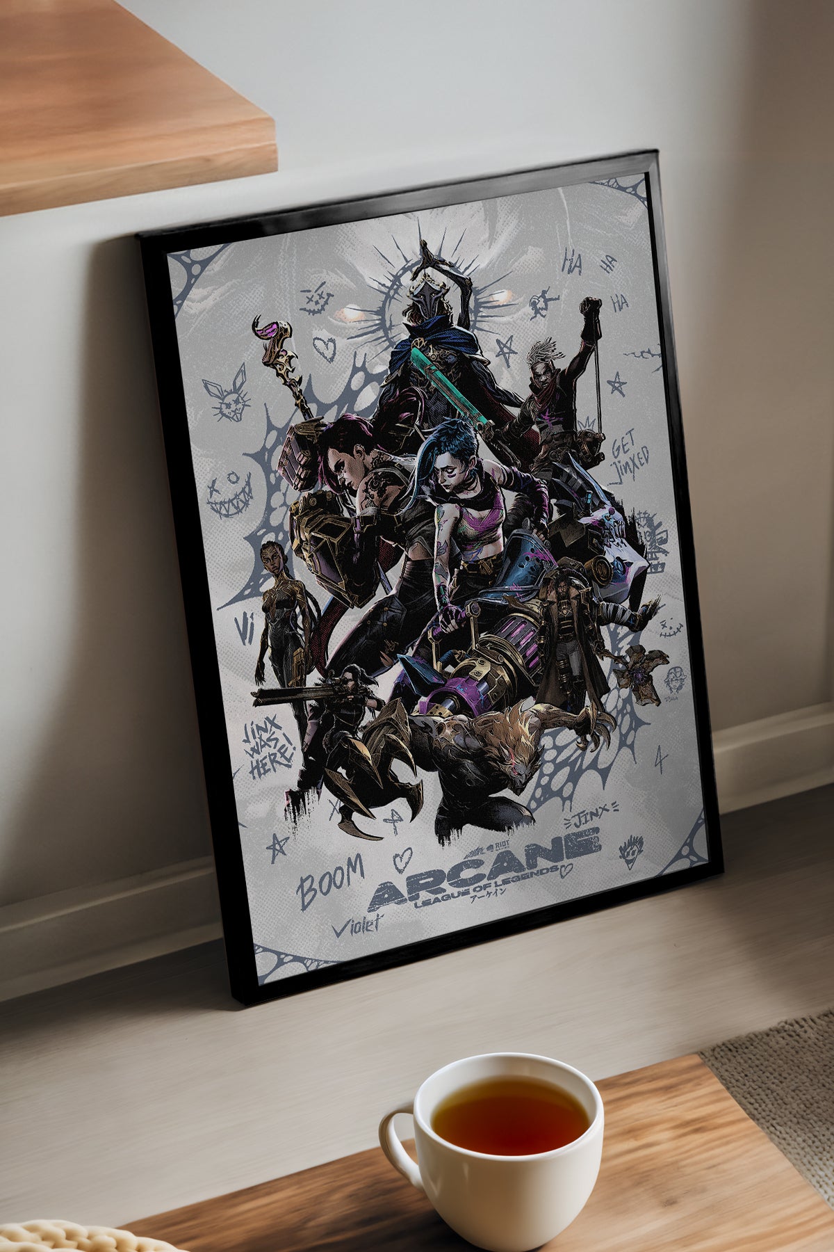 Arcane beyaz zeminde karakter kolajı dizi posteri – 3. görsel