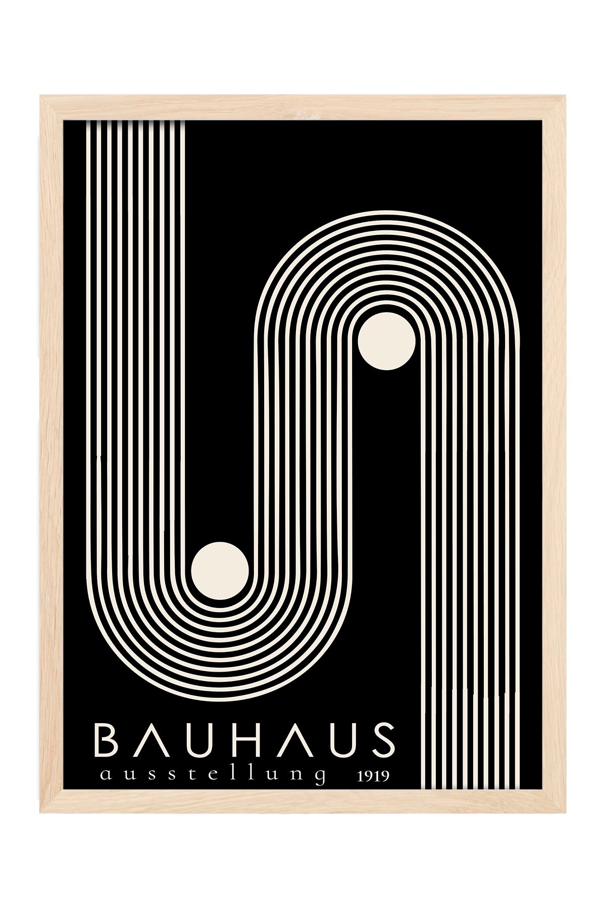 Bauhaus siyah zeminde beyaz kıvrımlı çizgiler posteri – 4. görsel