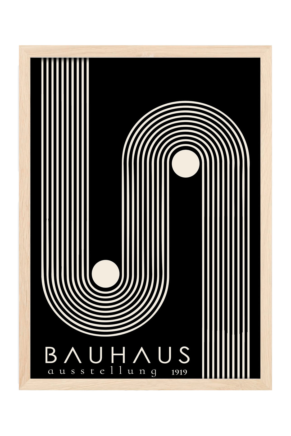 Bauhaus siyah zeminde beyaz kıvrımlı çizgiler posteri – 4. görsel
