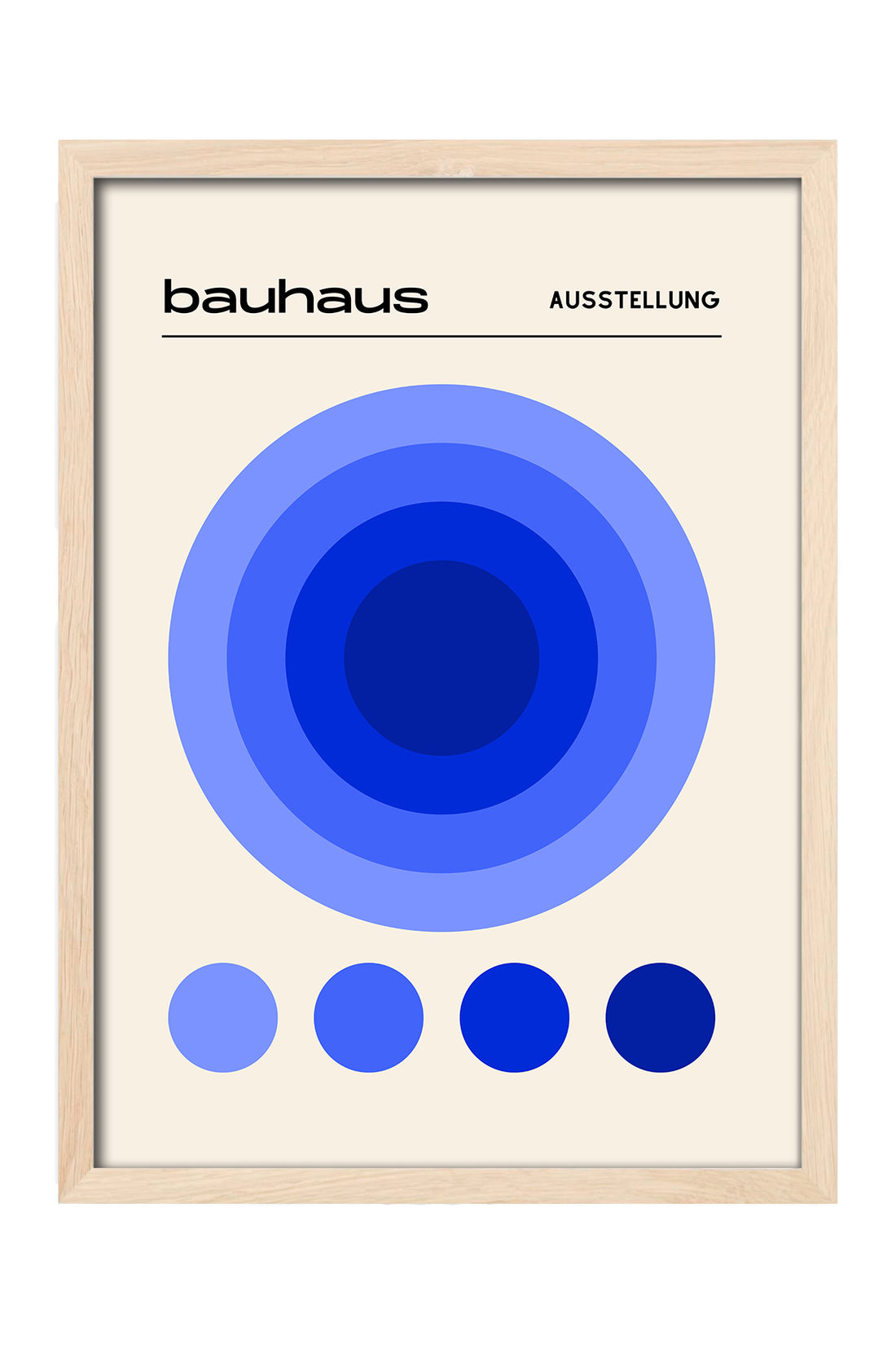 Bauhaus mavi eş merkezli daireler ve noktalar posteri – 4. görsel