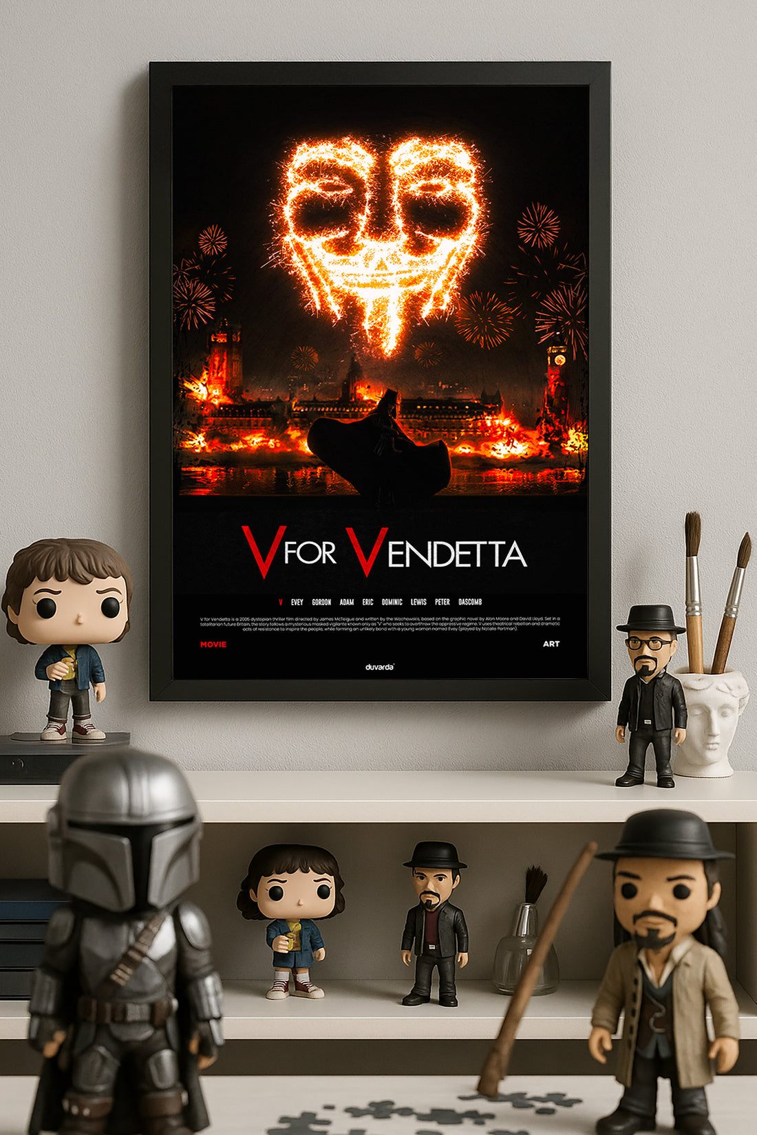 V for Vendetta havai fişekten maske ve şehir manzaralı film posteri – 2. görsel
