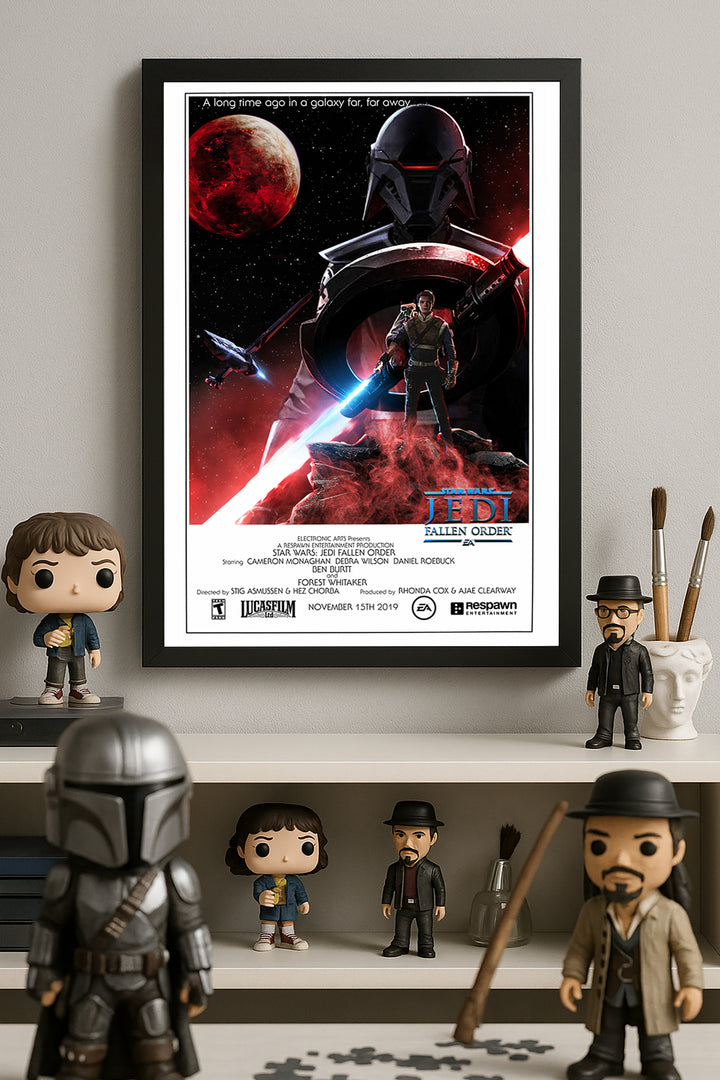 Star Wars Jedi kırmızı ay ve kasklı figür oyun posteri – 2. görsel