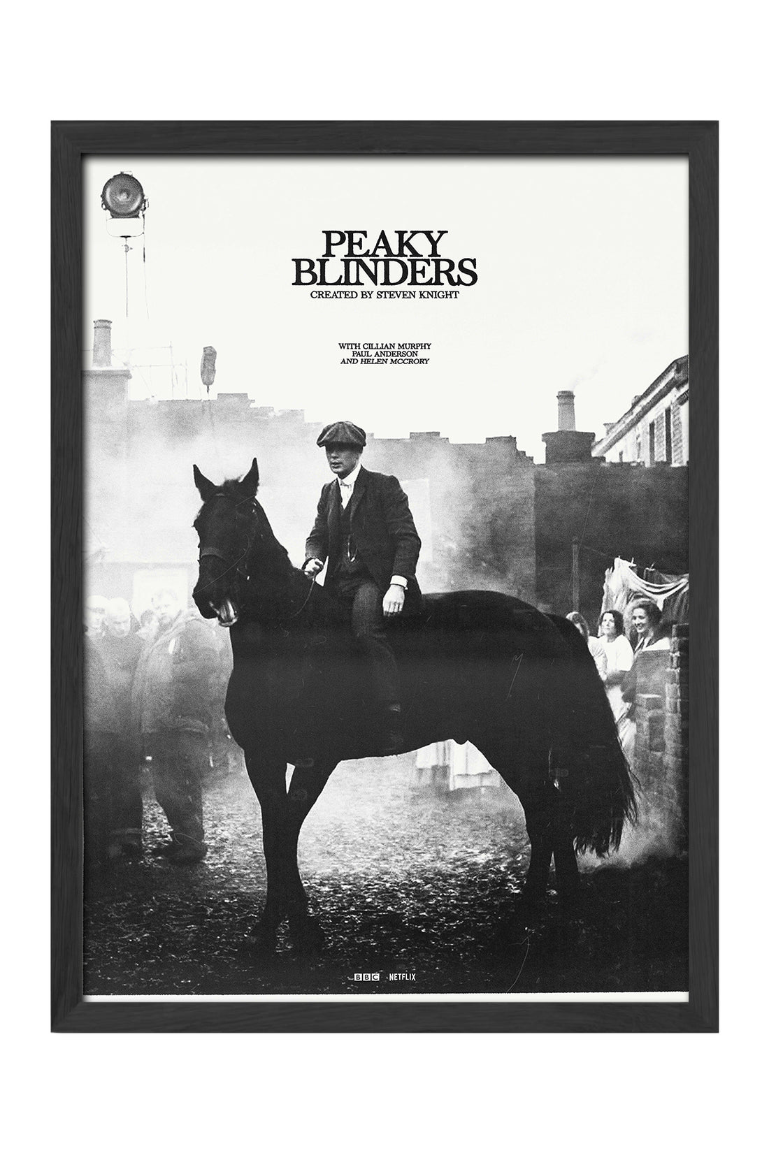Peaky Blinders siyah beyaz atlı kasketli adam dizi posteri – 5. görsel