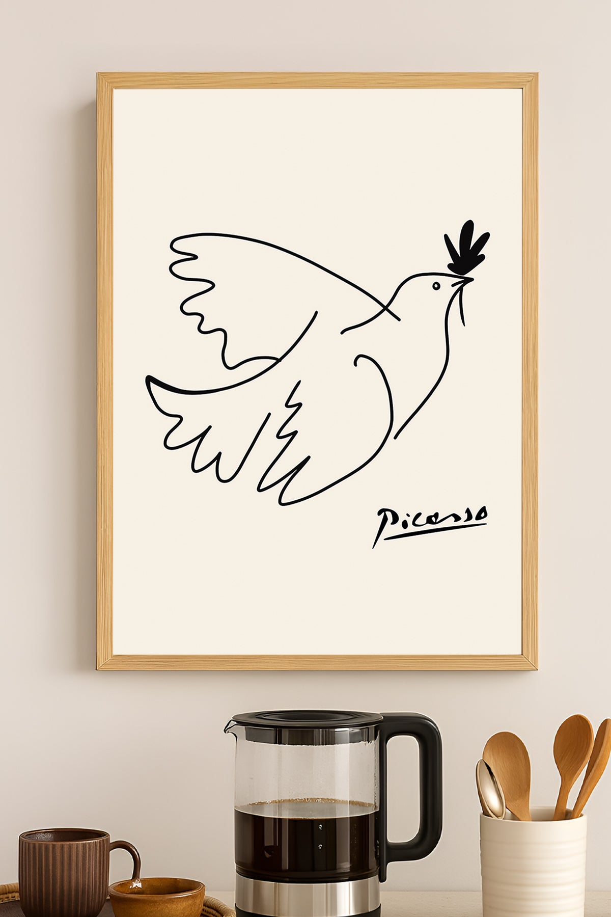 Pablo Picasso barış güvercini tek çizgi minimal sanat posteri – 3. görsel