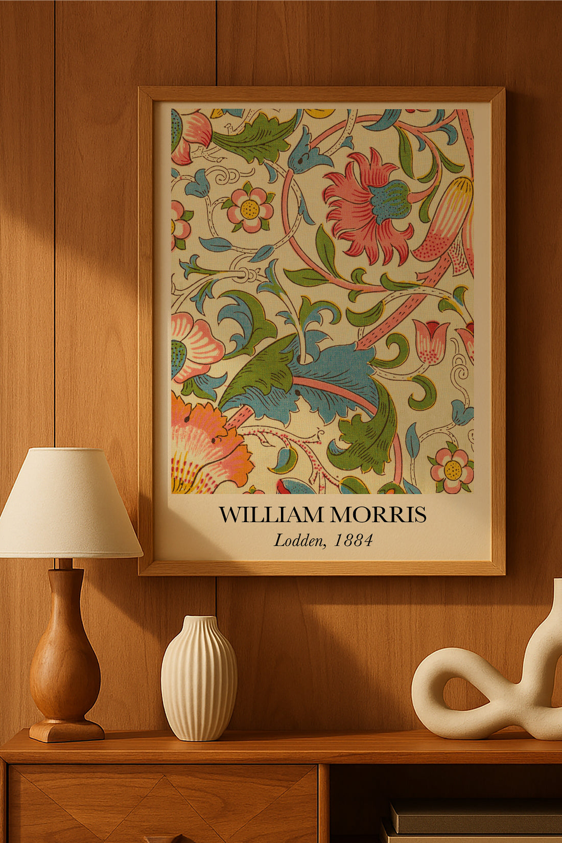William Morris renkli kıvrımlı çiçek desenli sergi posteri – 2. görsel