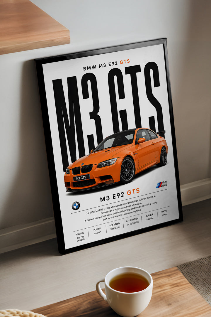 BMW M3 GTS turuncu E92 araba posteri – 2. görsel