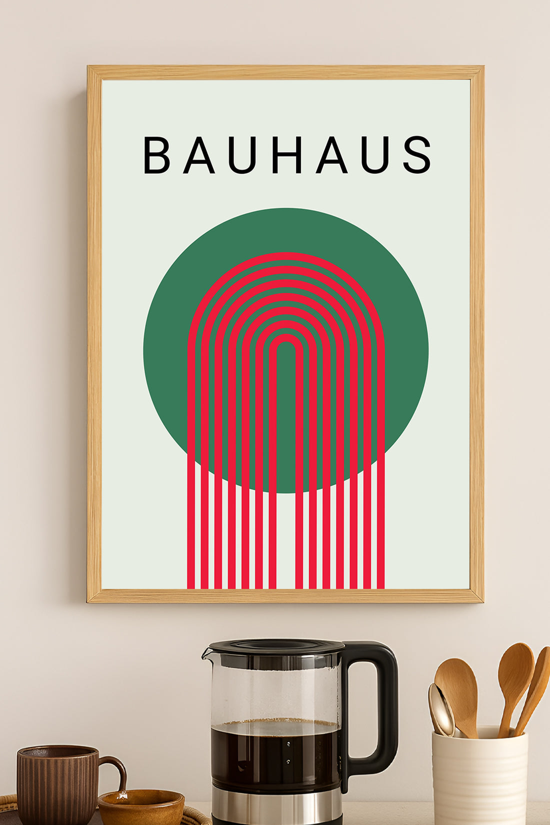 Bauhaus yeşil daire ve kırmızı kemerli posteri – 3. görsel