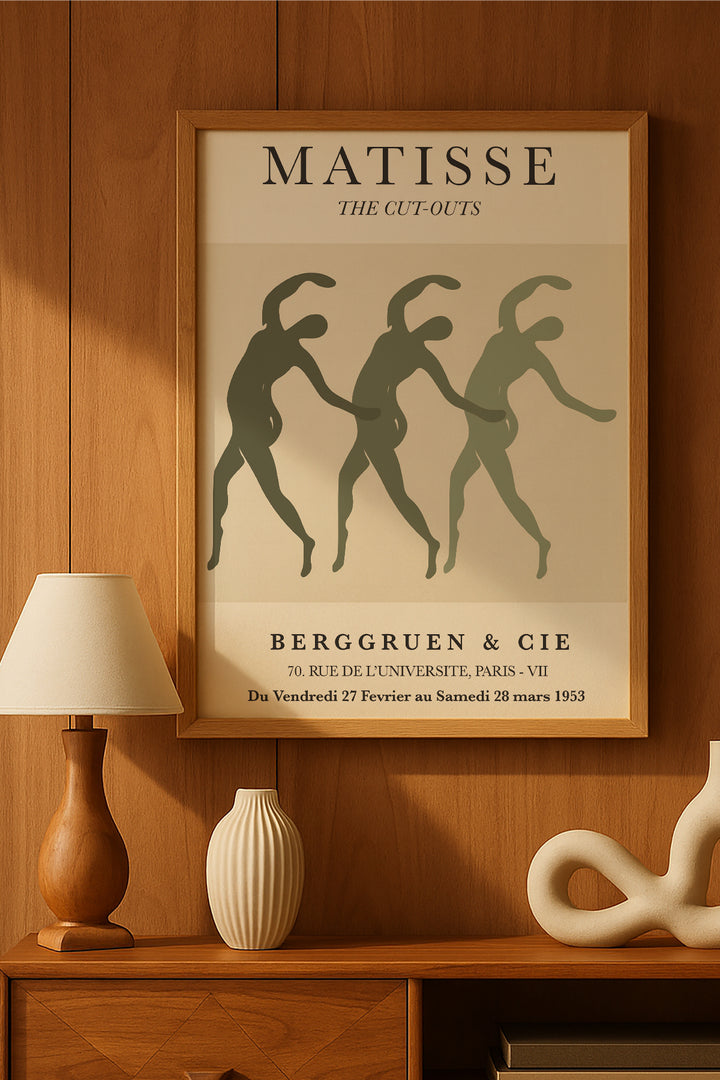 Henri Matisse dans eden yeşil figürler cut-out sergi posteri çerçeveli tablo – 2. görsel