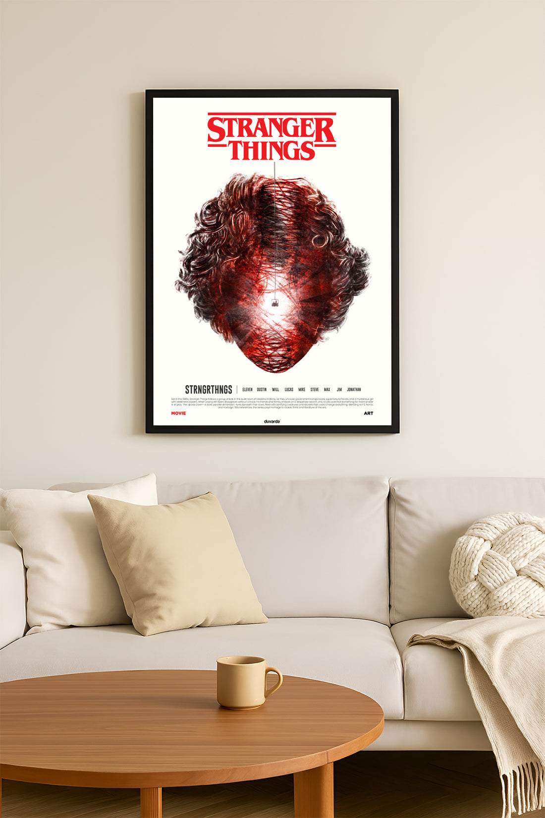 Stranger Things minimal açık zemin kırmızı Demogorgon dizi posteri – 3. görsel