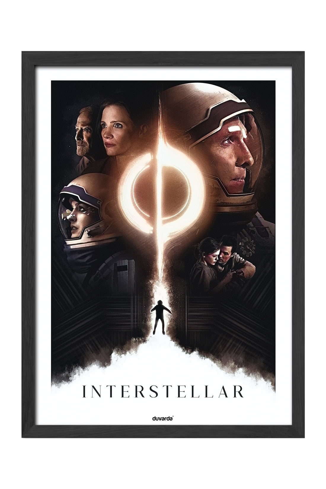 Interstellar parlayan halka içinde astronot ve karakterli film posteri çerçeveli tablo – 5. görsel