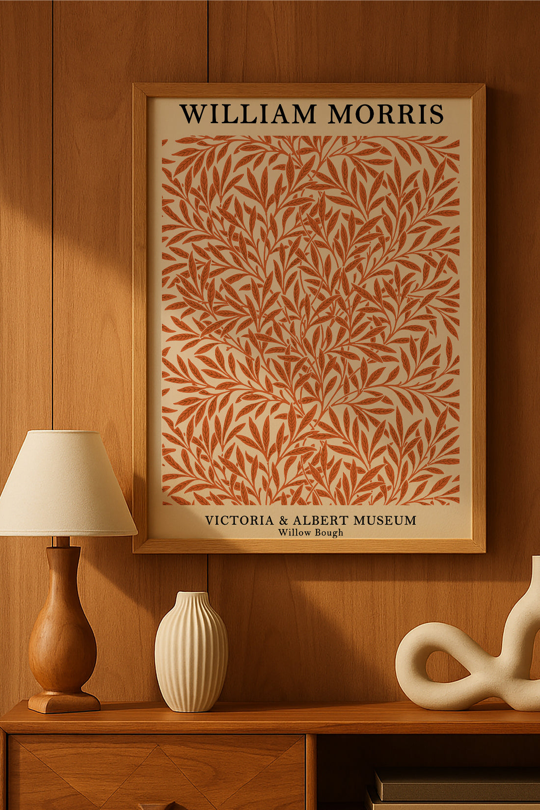 William Morris turuncu söğüt yaprağı desenli sergi posteri – 2. görsel