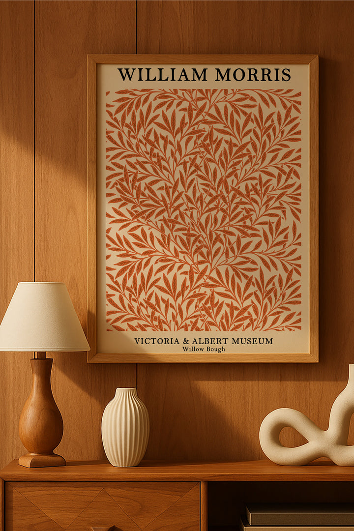 William Morris turuncu söğüt yaprağı desenli sergi posteri – 2. görsel