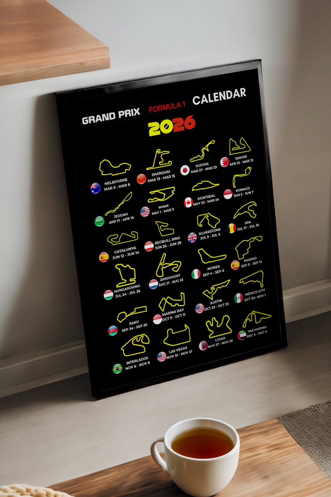 Grand Prix Formula 1 Calendar - tablo