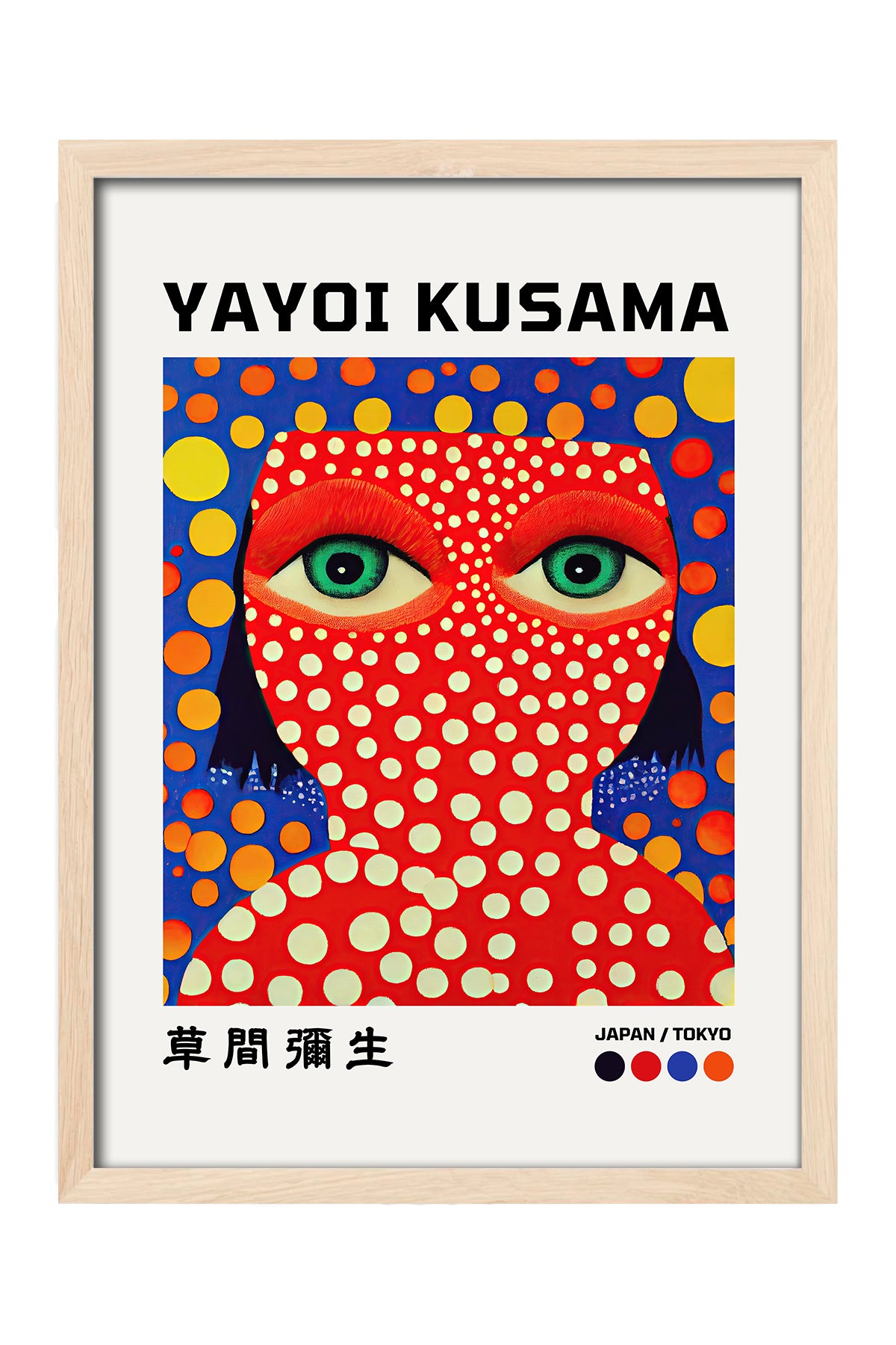 Yayoi Kusama kırmızı puantiyeli yüz portresi sergi posteri – 4. görsel