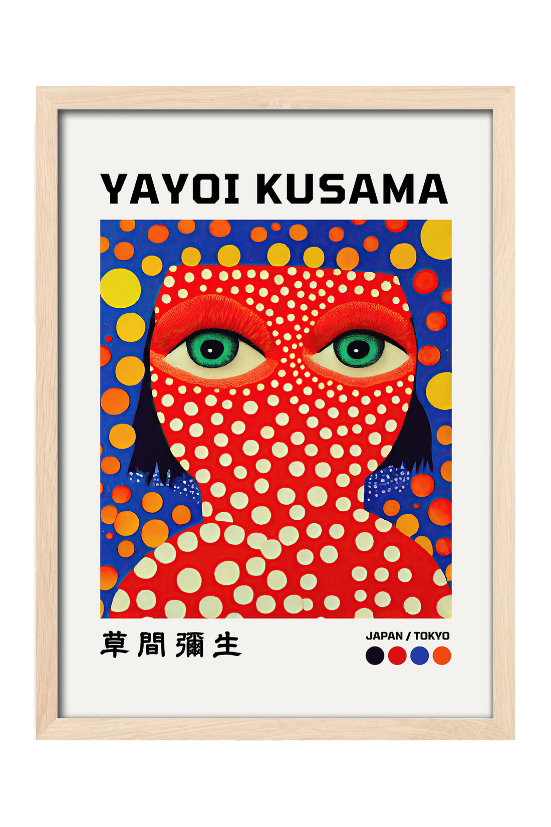 Yayoi Kusama kırmızı puantiyeli yüz portresi sergi posteri – 4. görsel