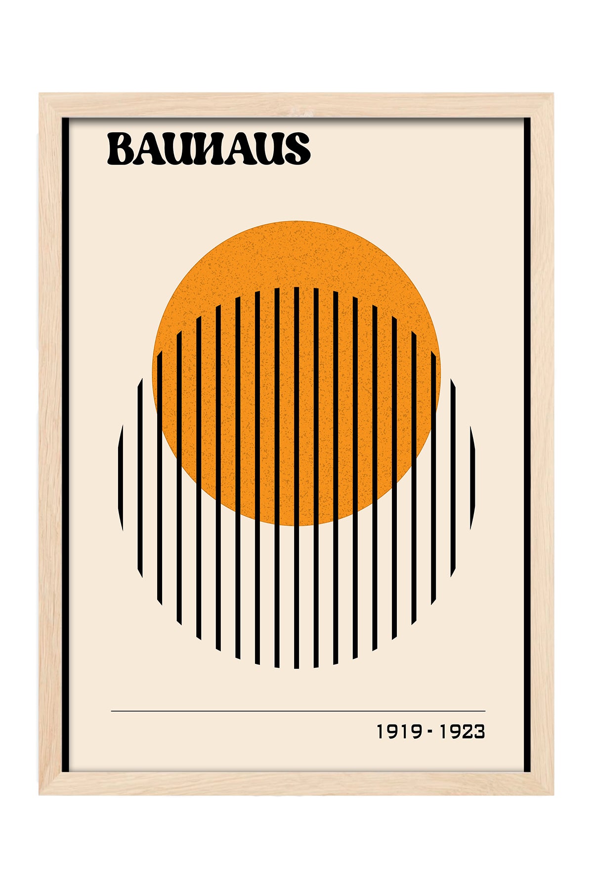 Bauhaus turuncu yarım daire ve siyah çizgili posteri – 4. görsel