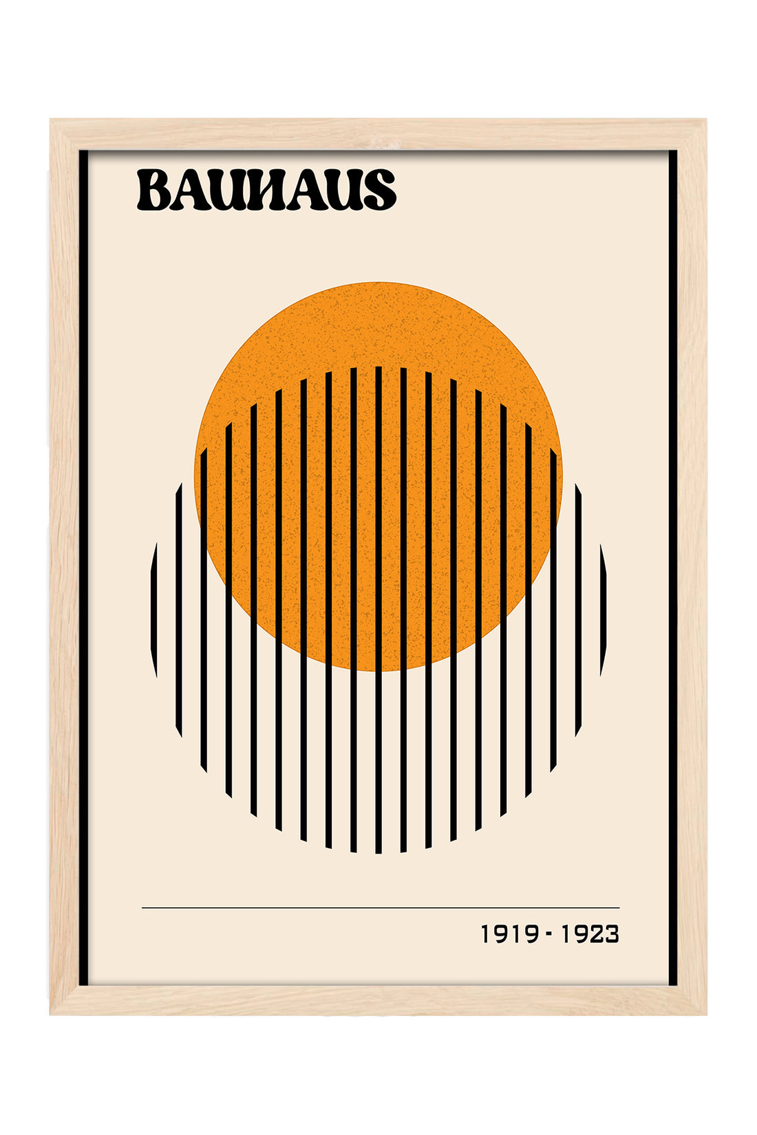Bauhaus turuncu yarım daire ve siyah çizgili posteri – 4. görsel