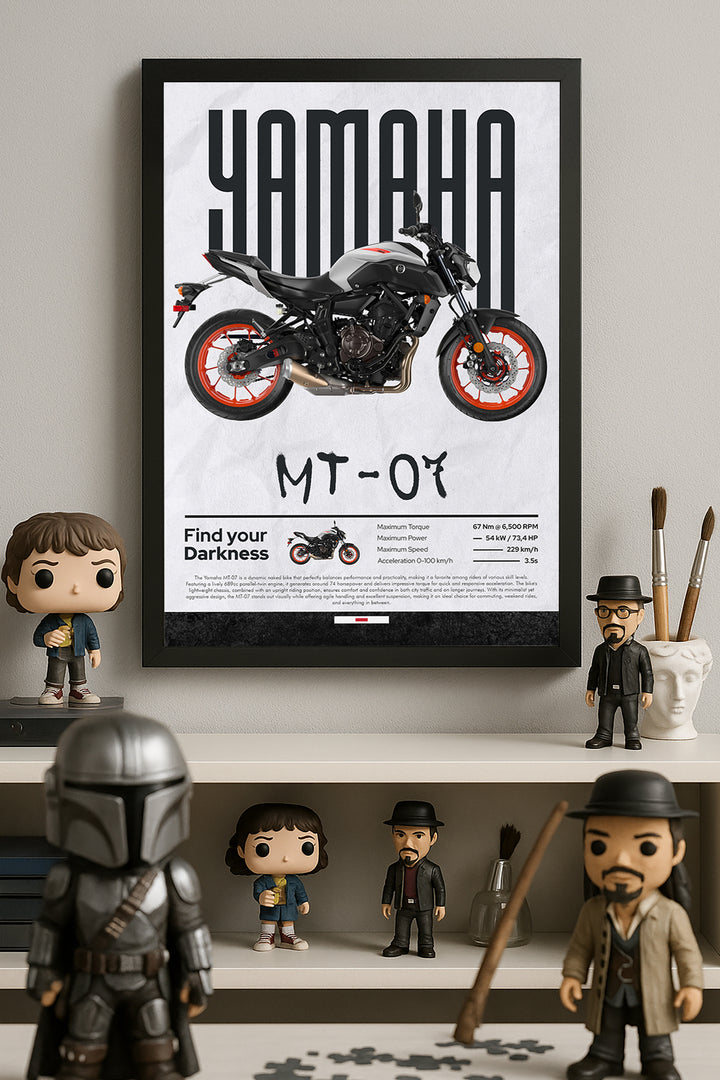 Yamaha MT-07 turuncu jantlı gri motosiklet posteri – 2. görsel