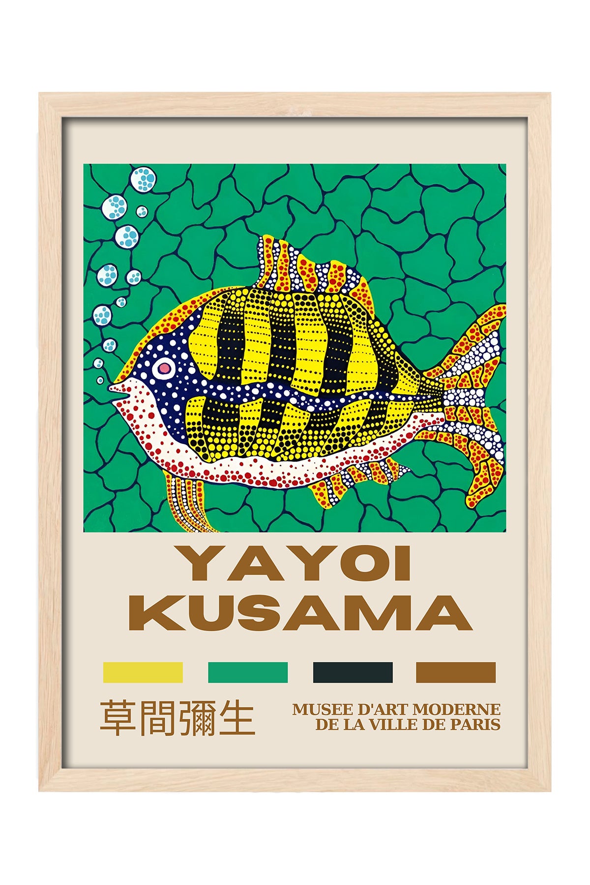 Yayoi Kusama sarı siyah çizgili balık sergi posteri – 4. görsel