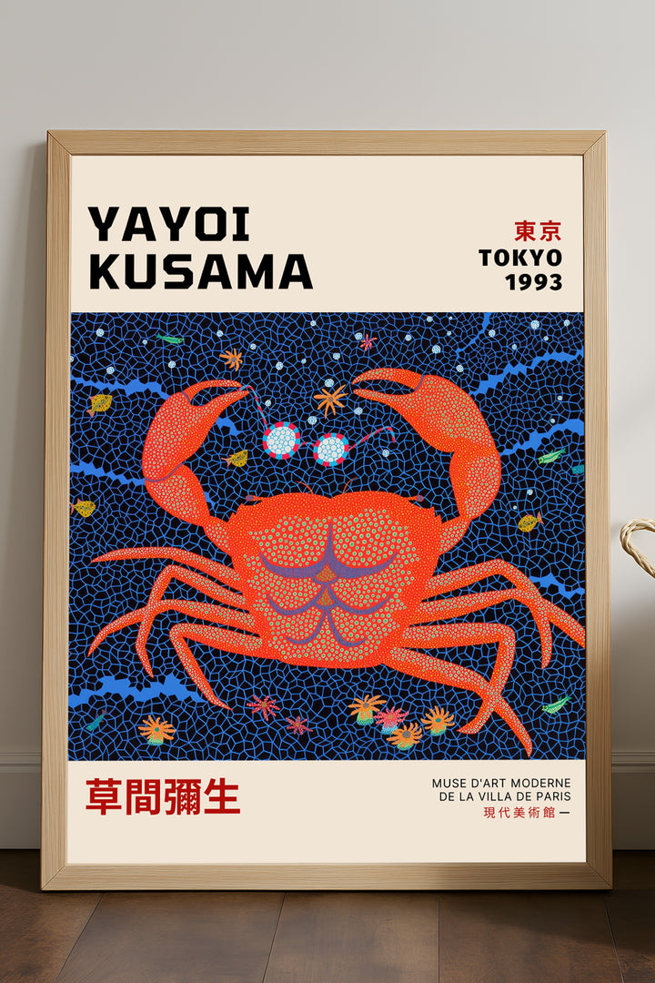 Yayoi Kusama turuncu yengeç Tokyo 1993 sergi posteri