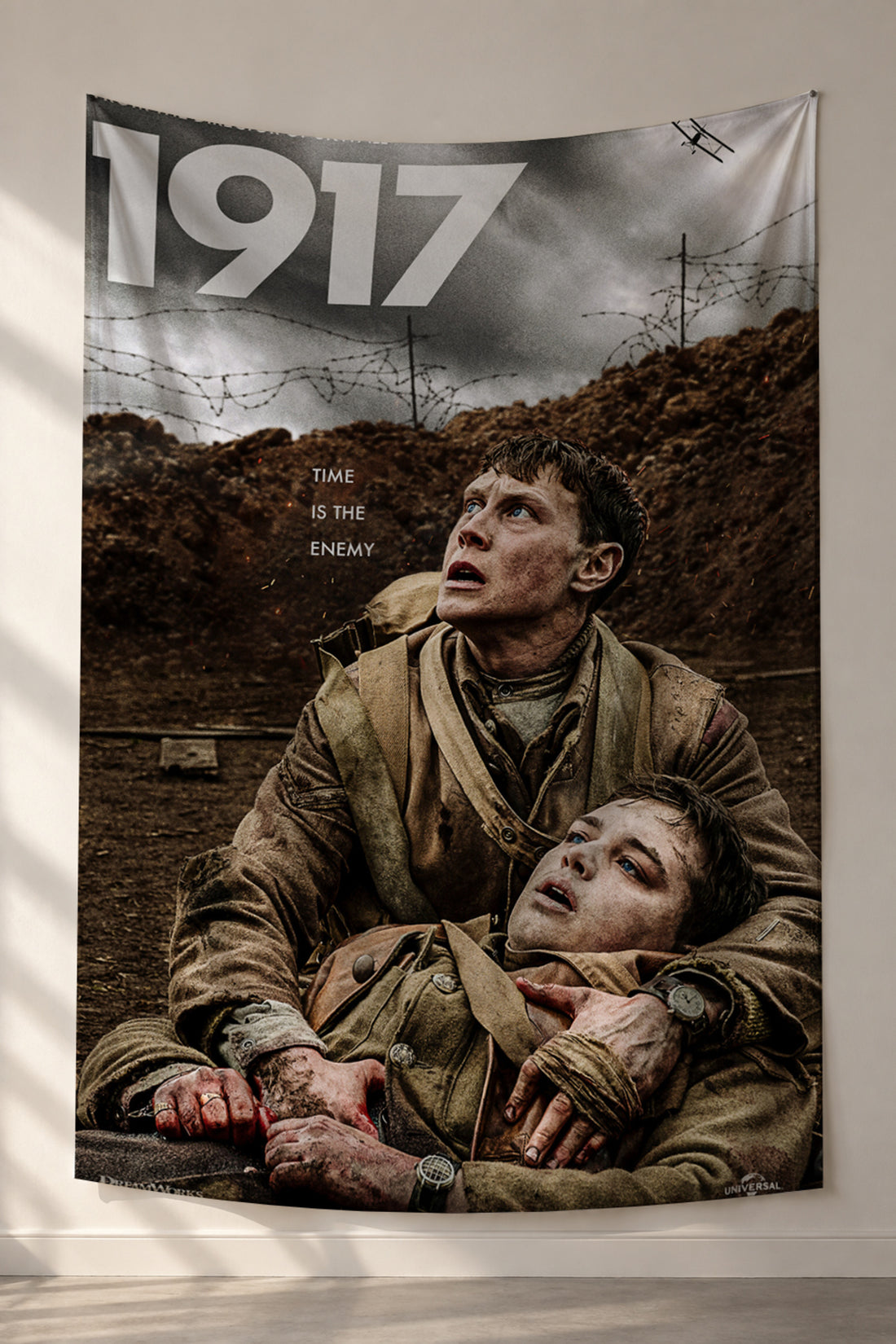 1917 siperde asker sahnesi kumaş duvar örtüsü