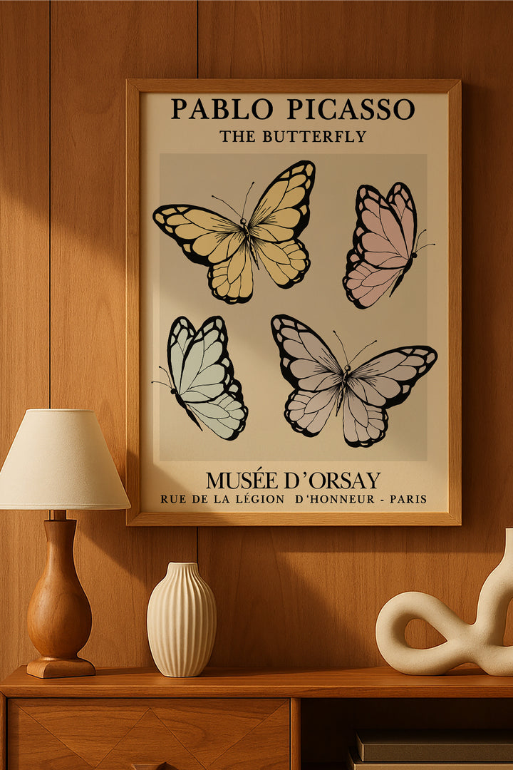 Pablo Picasso The Butterfly pastel kelebekler sergi posteri – 2. görsel