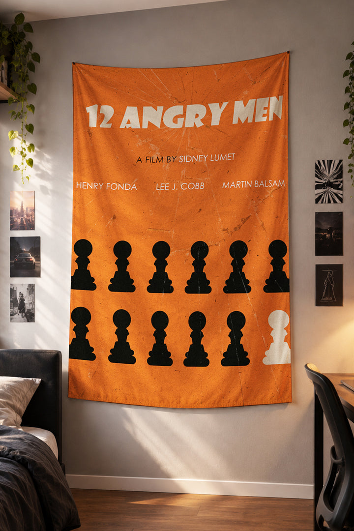 12 Angry Men turuncu zemin satranç piyonlu kumaş duvar örtüsü – 2. görsel