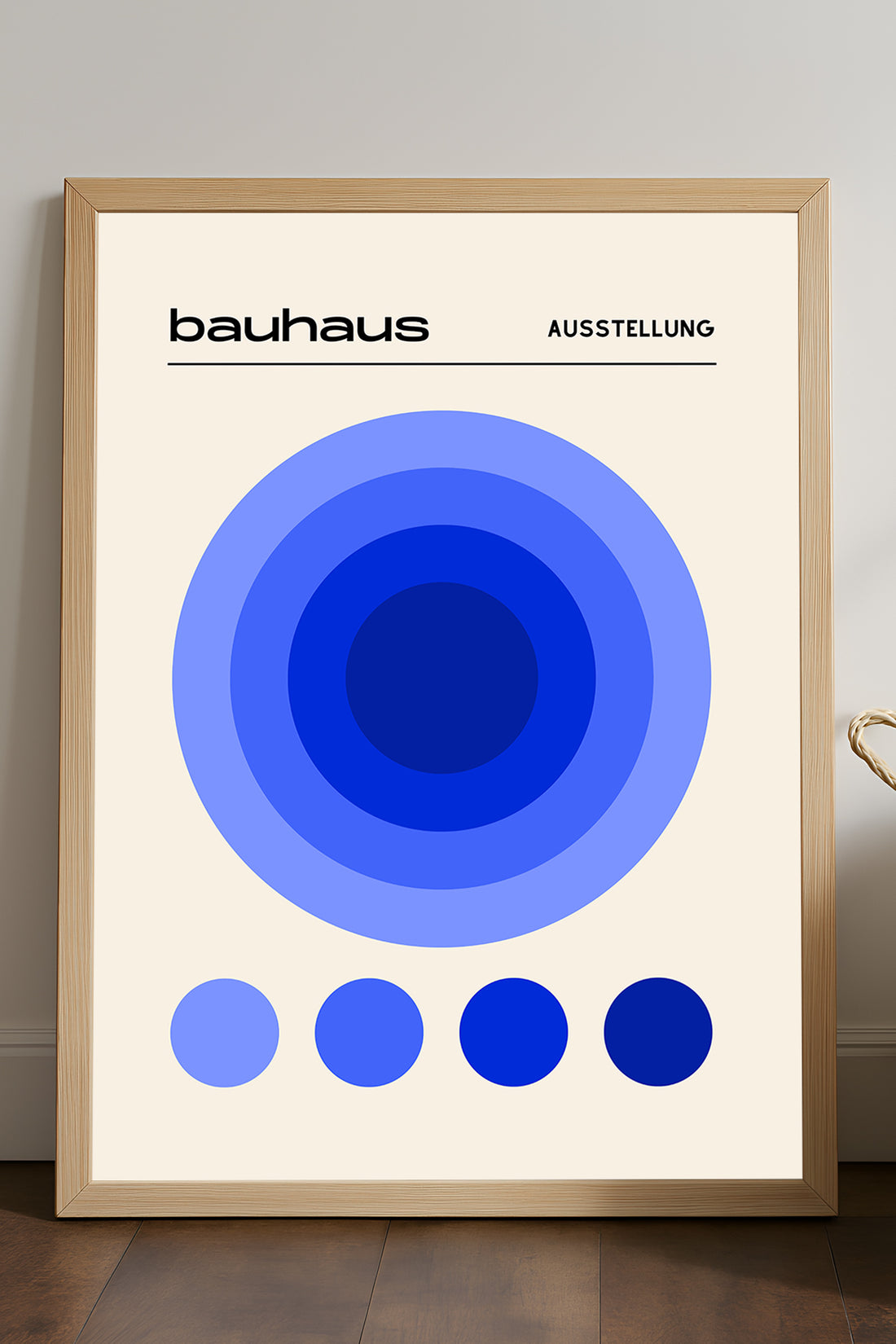 Bauhaus mavi eş merkezli daireler ve noktalar posteri