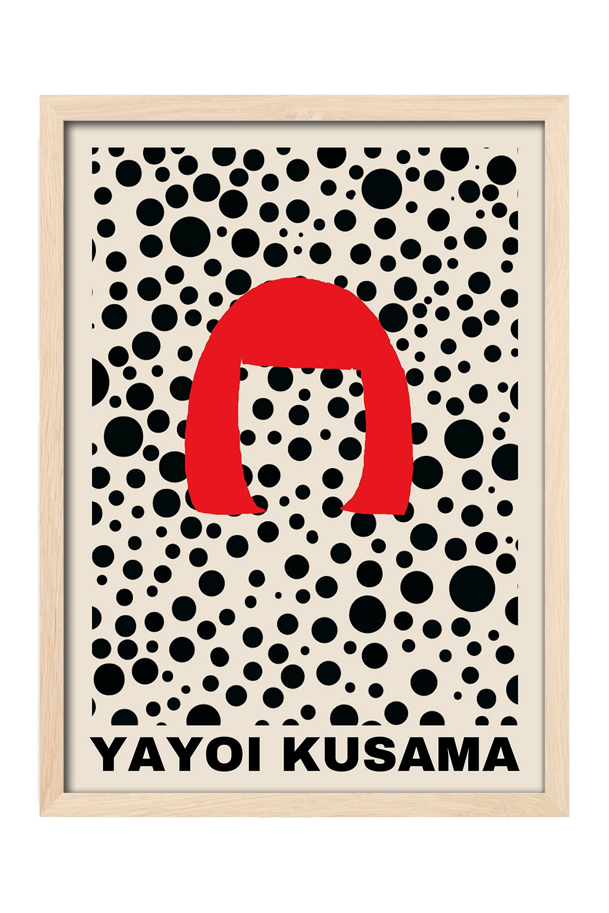 Yayoi Kusama kırmızı kemer ve siyah puantiyeli sergi posteri – 4. görsel