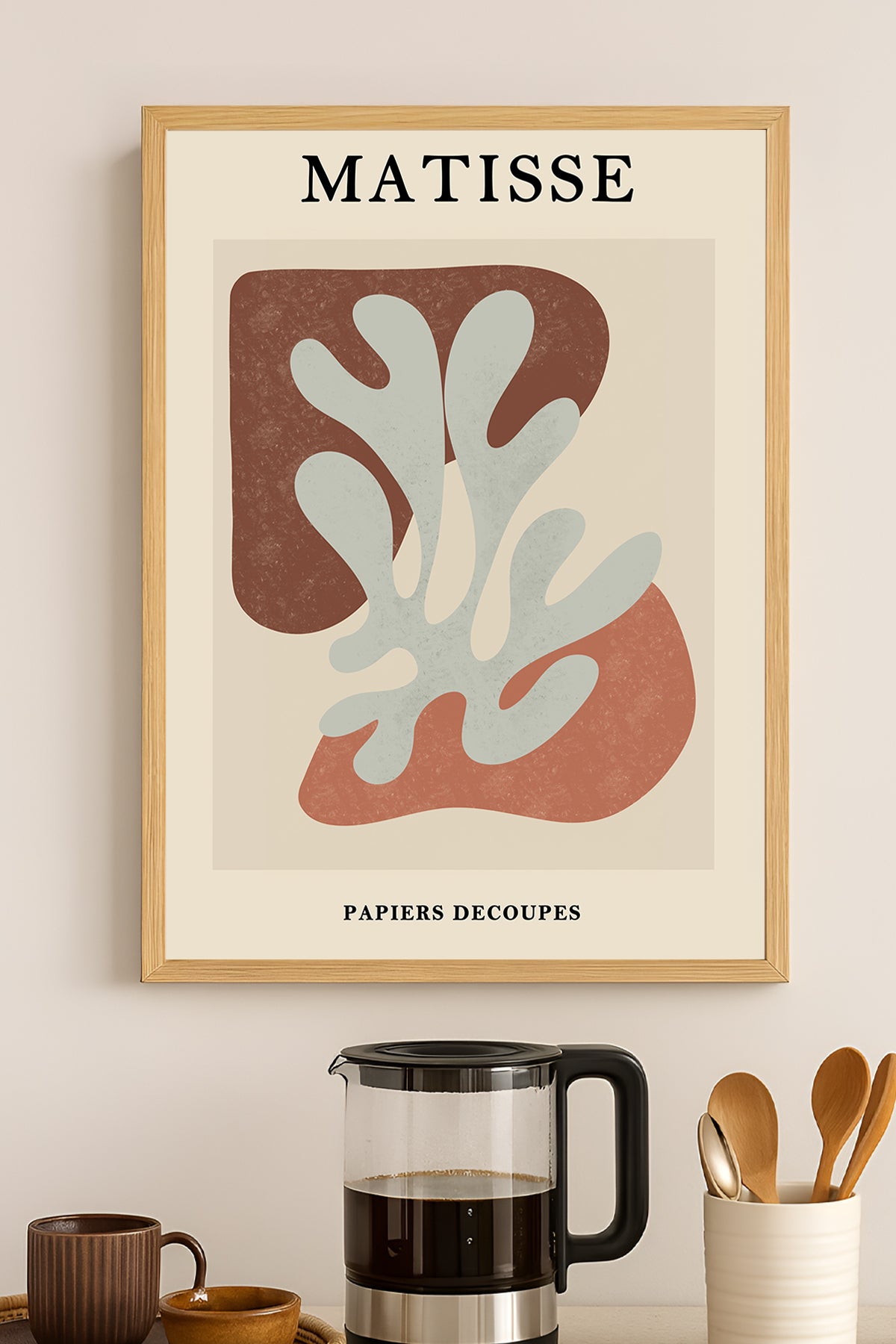 Henri Matisse toprak tonlu yaprak formu cut-out sergi posteri çerçeveli tablo – 3. görsel