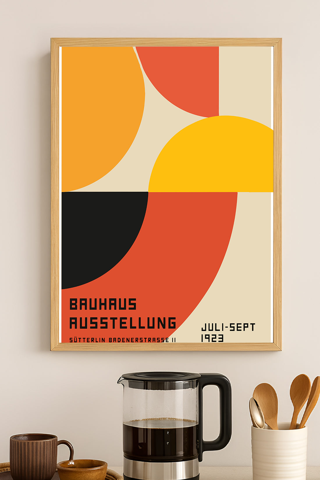 Bauhaus Ausstellung 1923 renkli yarım daire formlu posteri – 3. görsel