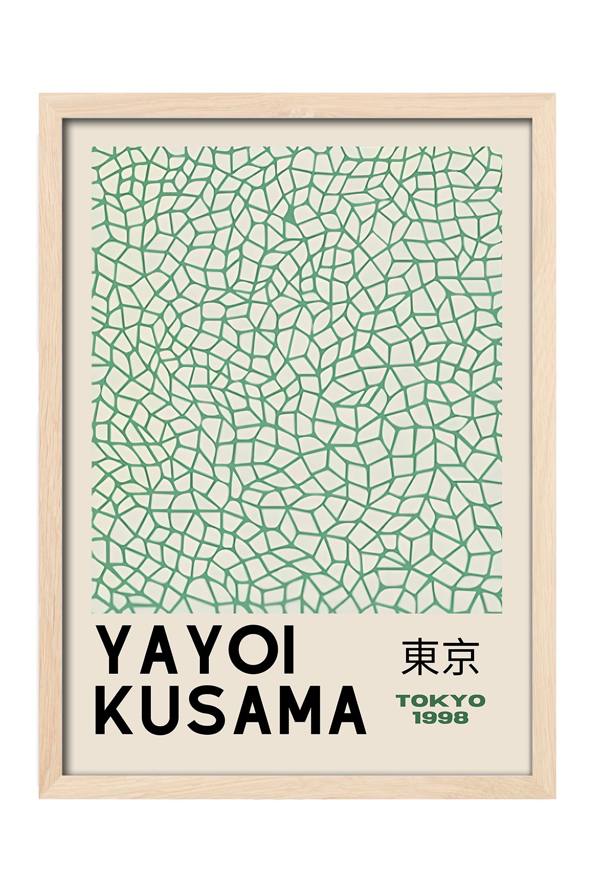 Yayoi Kusama mint yeşili ağ desenli pastel sergi posteri – 4. görsel