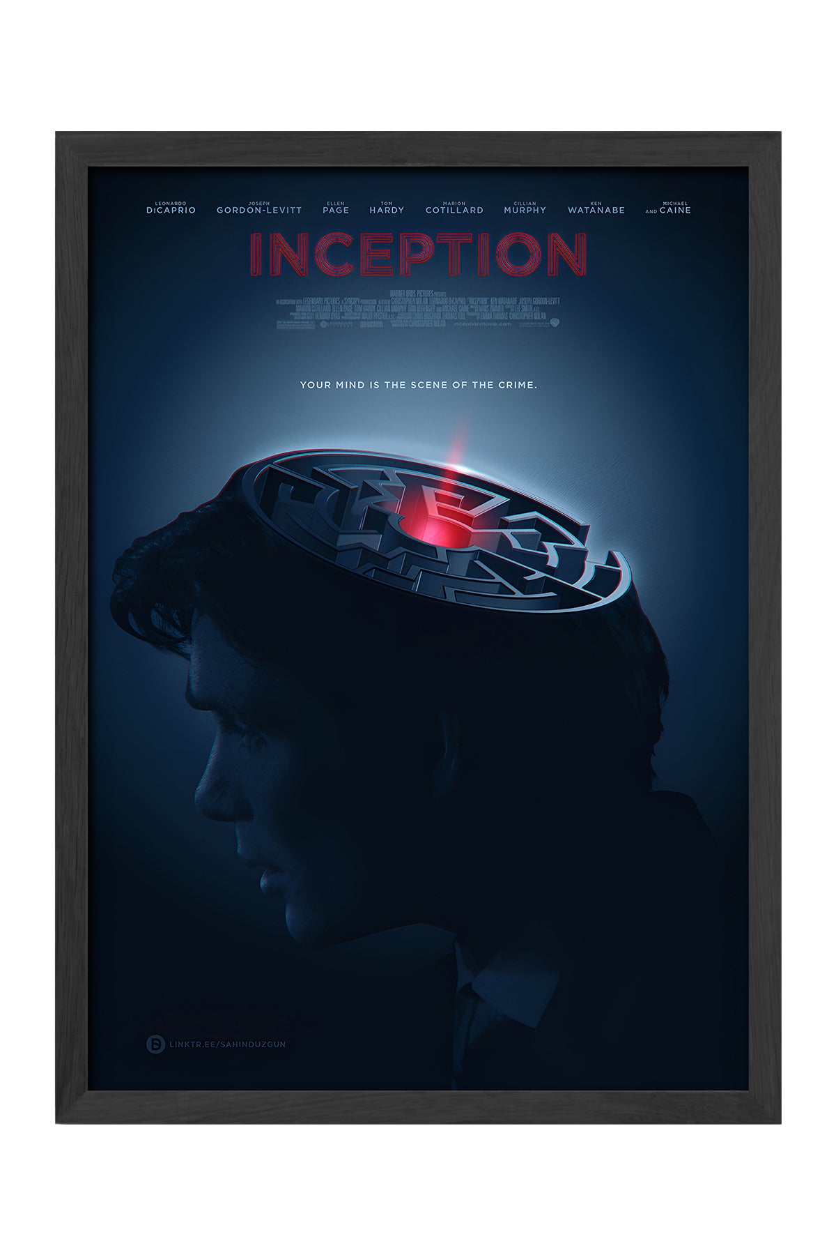 Inception labirentli zihin profili koyu mavi film posteri çerçeveli tablo – 5. görsel
