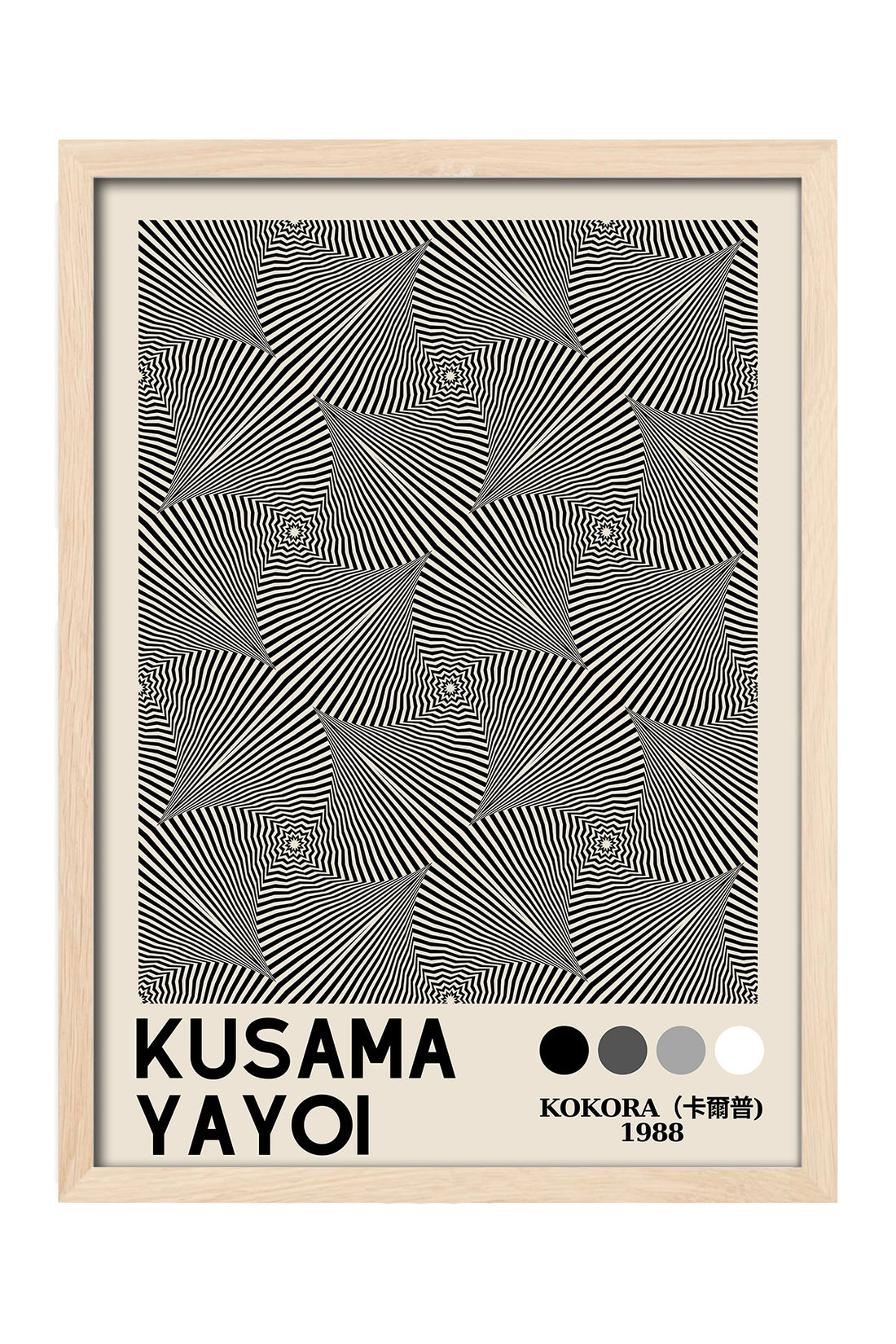 Yayoi Kusama gri elmas optik desenli sergi posteri – 4. görsel