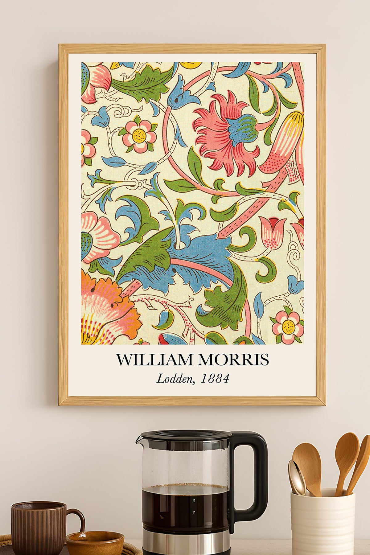 William Morris renkli kıvrımlı çiçek desenli sergi posteri – 3. görsel