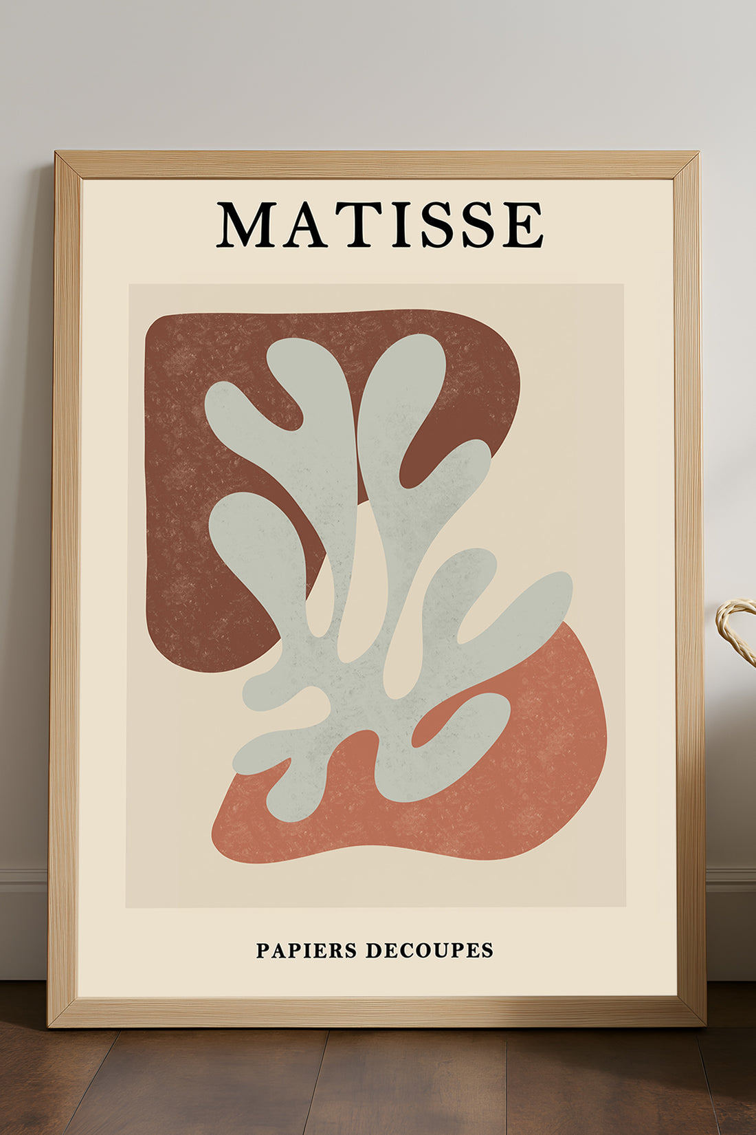 Henri Matisse toprak tonlu yaprak formu cut-out sergi posteri çerçeveli tablo