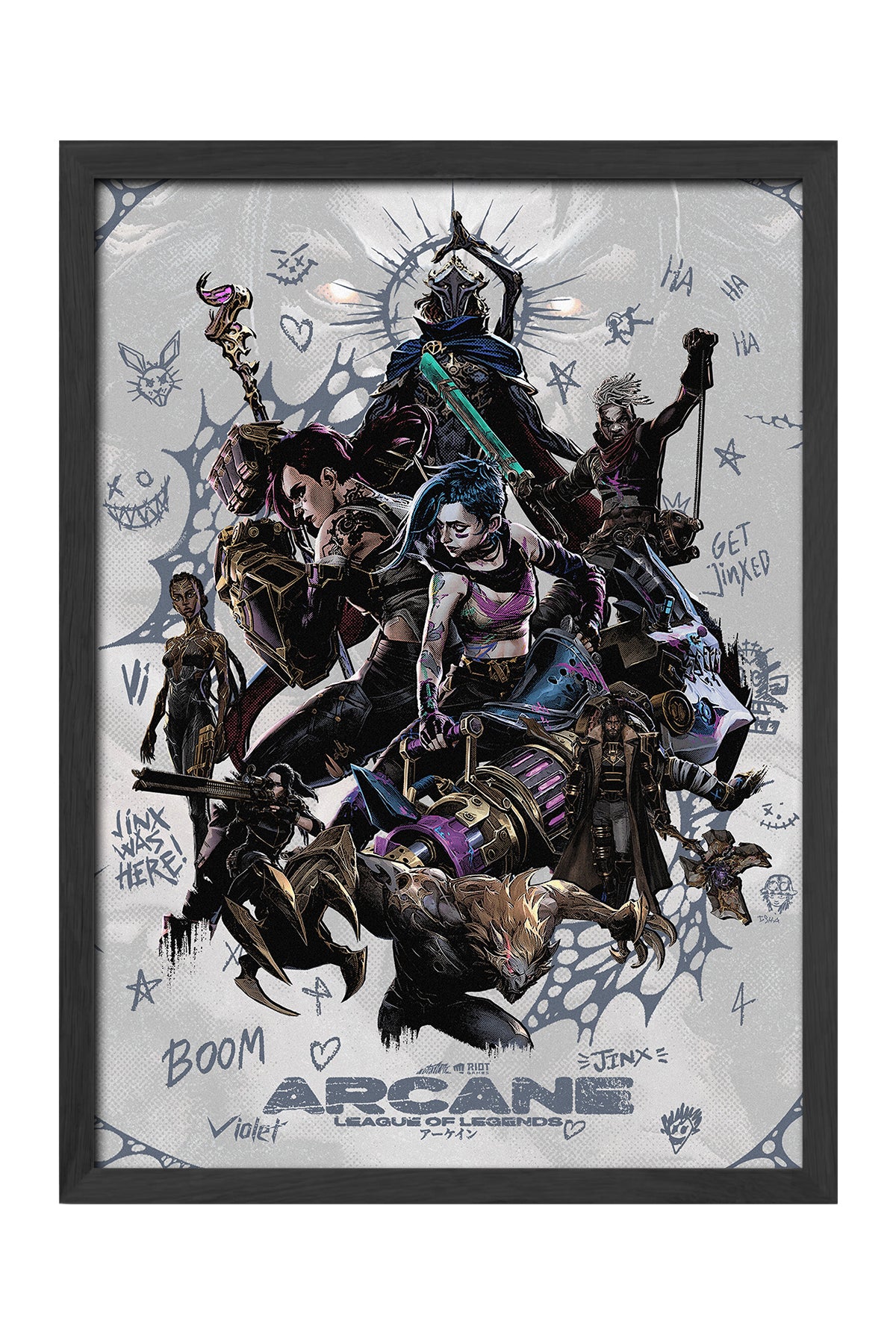Arcane beyaz zeminde karakter kolajı dizi posteri – 4. görsel