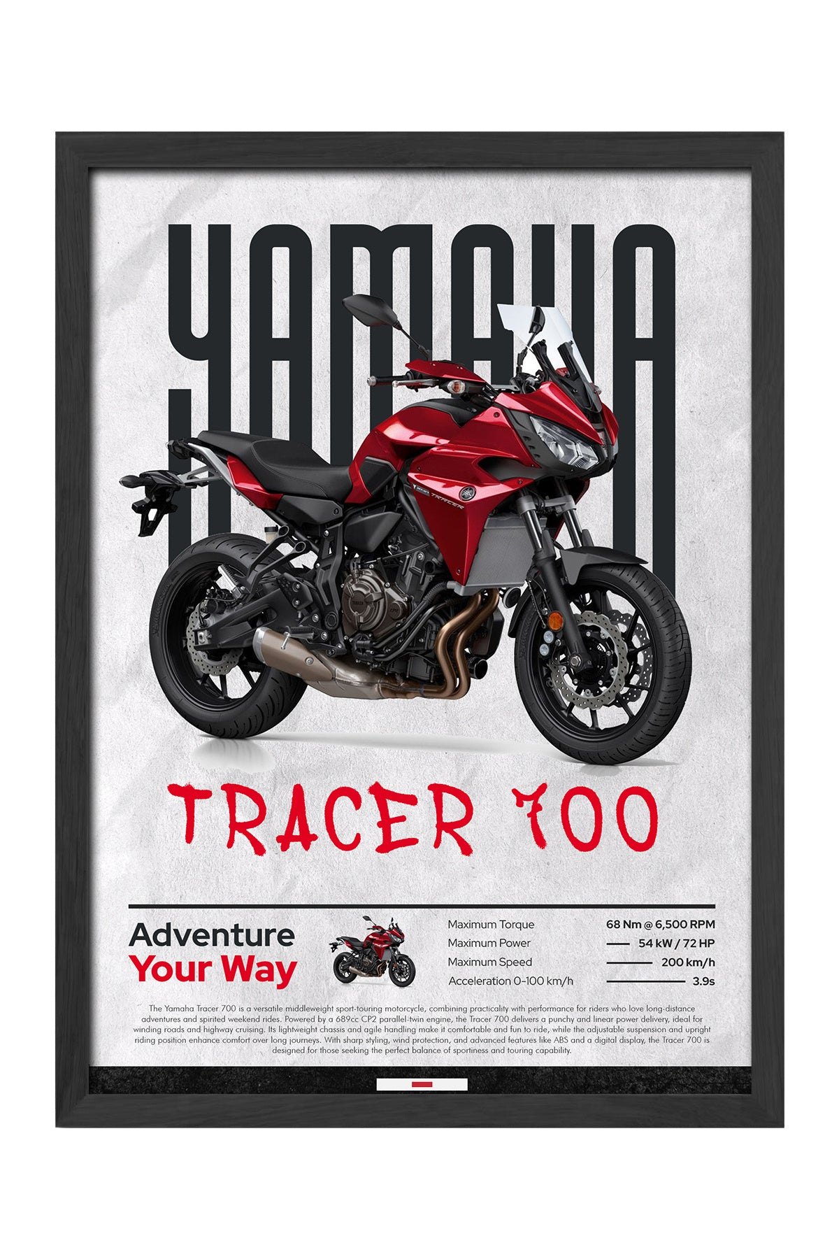 Yamaha Tracer 700 kırmızı touring motosiklet posteri – 3. görsel