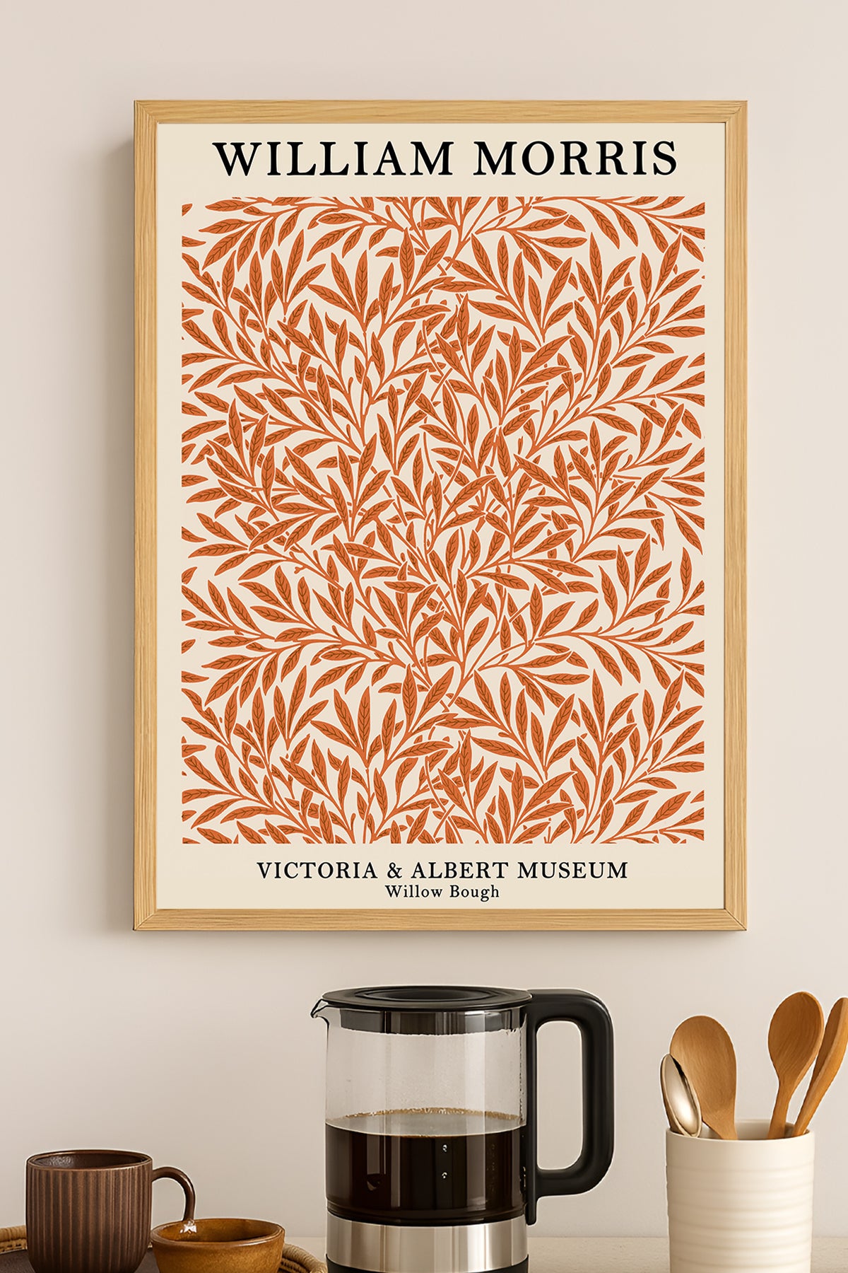 William Morris turuncu söğüt yaprağı desenli sergi posteri – 3. görsel
