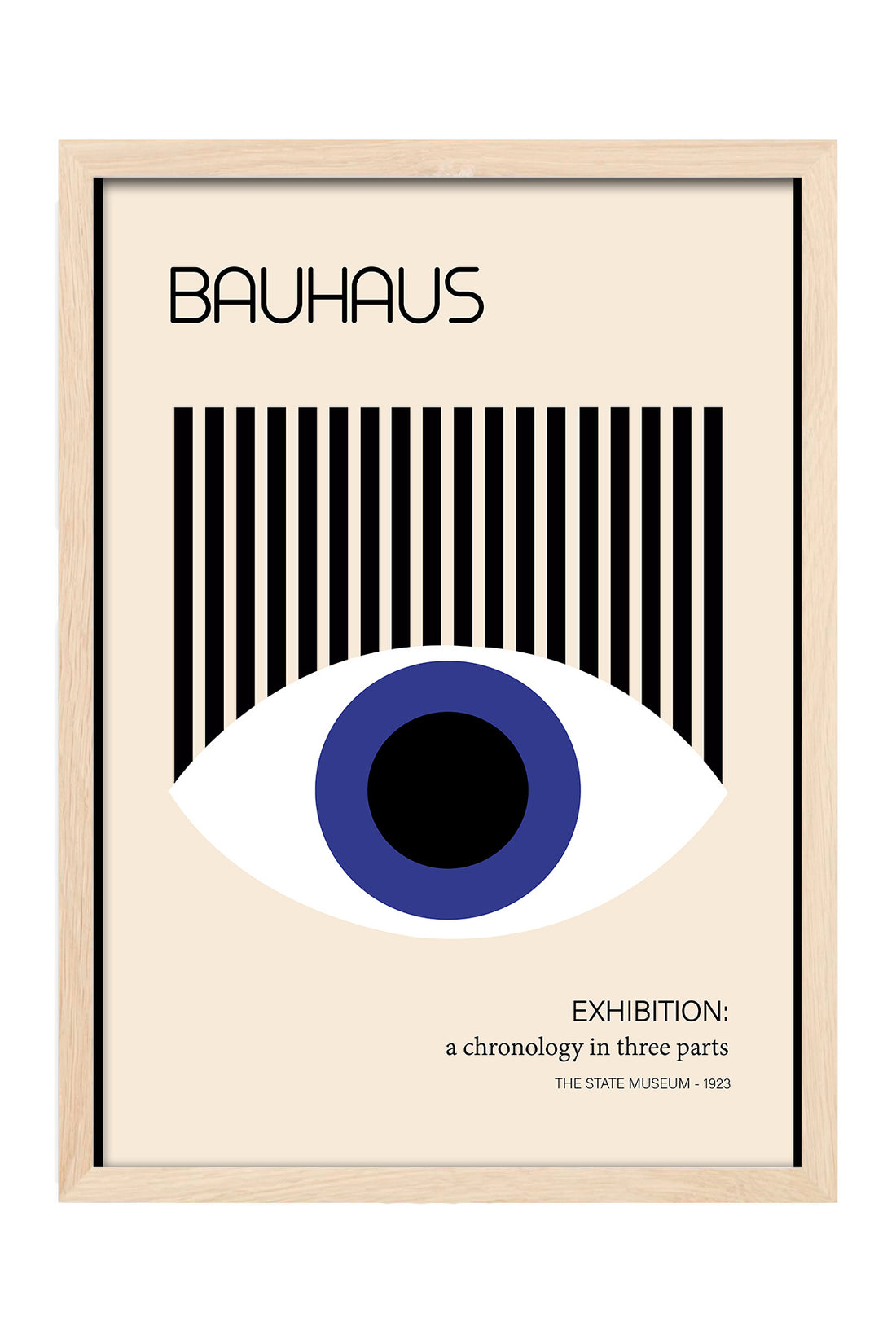 Bauhaus siyah çizgiler ve mavi göz sergi posteri – 4. görsel